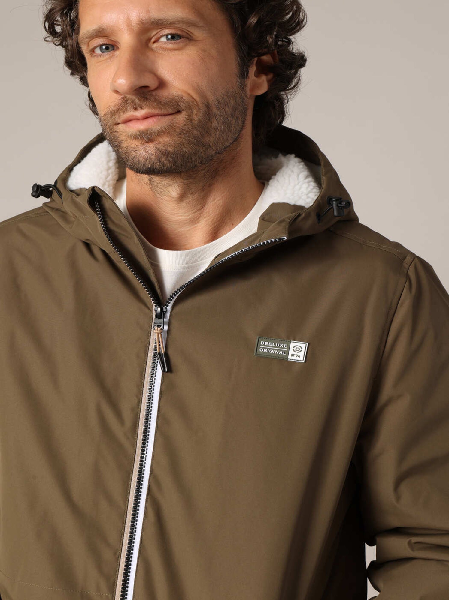 Veste à capuche doublée en sherpa 'deeluxe' - Vert bouteille