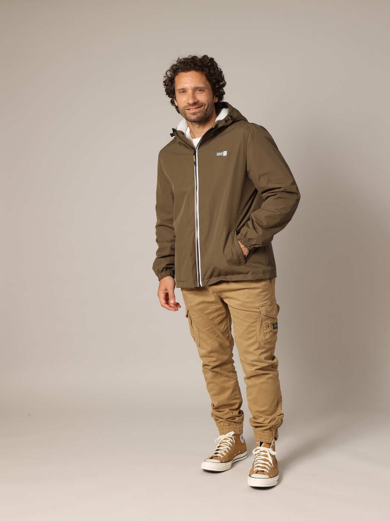Veste à capuche doublée en sherpa 'deeluxe' - Vert bouteille
