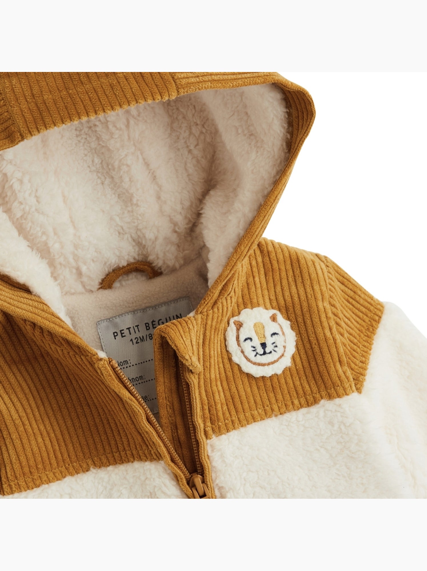 Veste bébé intérieur polaire avec capuche charly - Camel