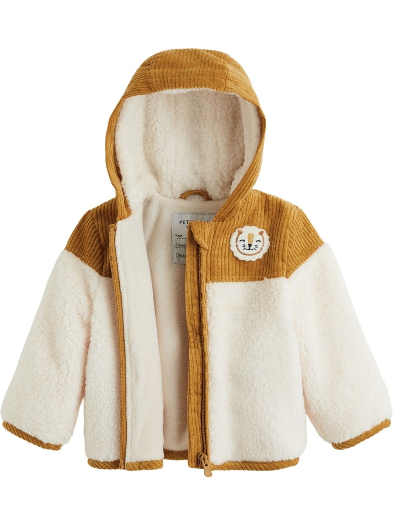 Veste bébé intérieur polaire avec capuche charly - Camel