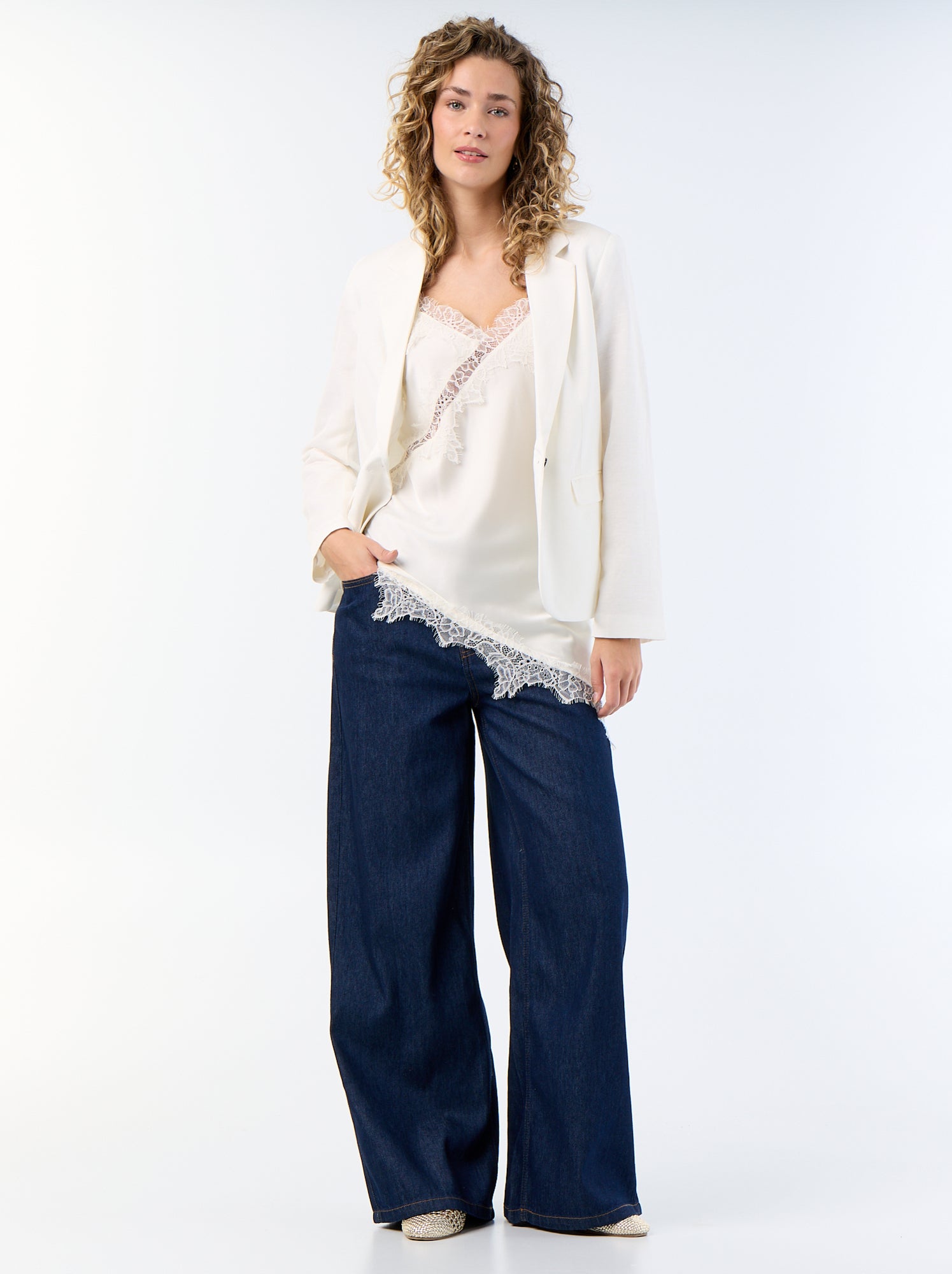 Veste blazer mi-longue - Blanc