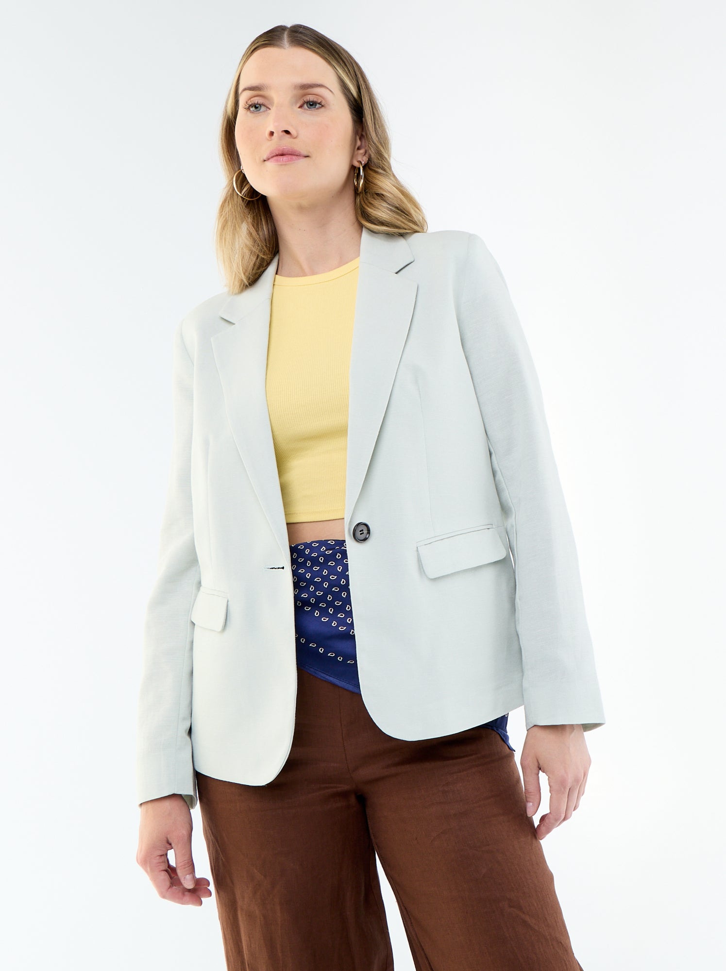 Veste blazer mi-longue - Bleu
