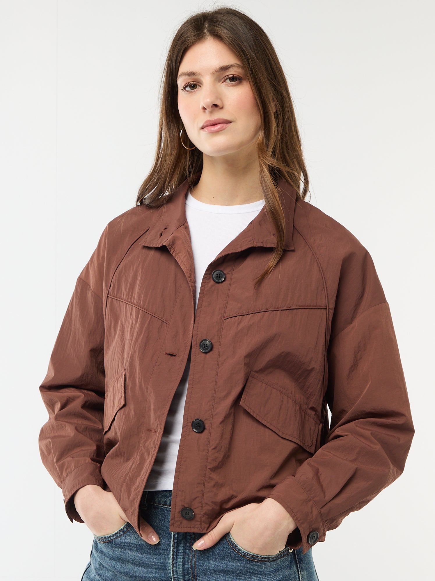Veste courte déperlente - Marron
