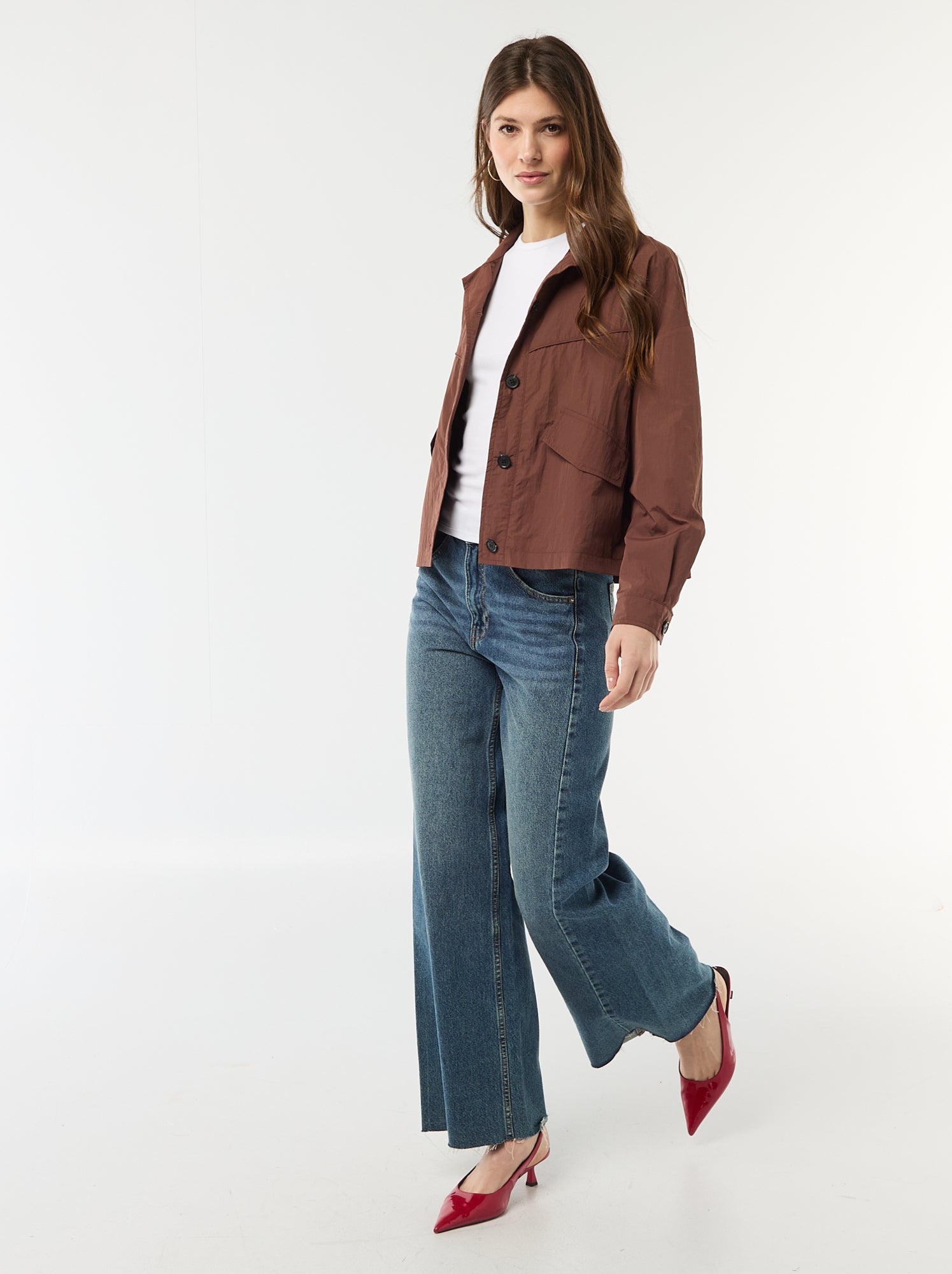 Veste courte déperlente - Marron