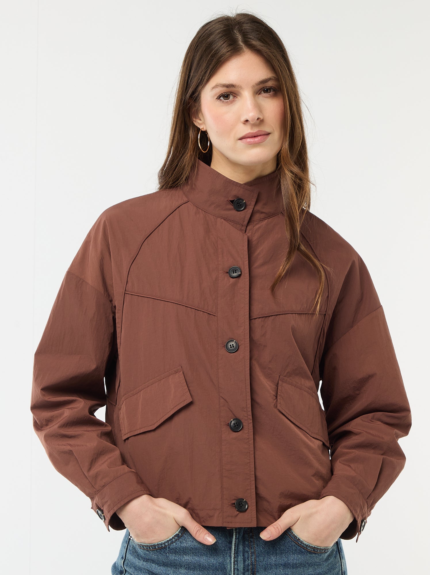 Veste courte déperlente - Marron