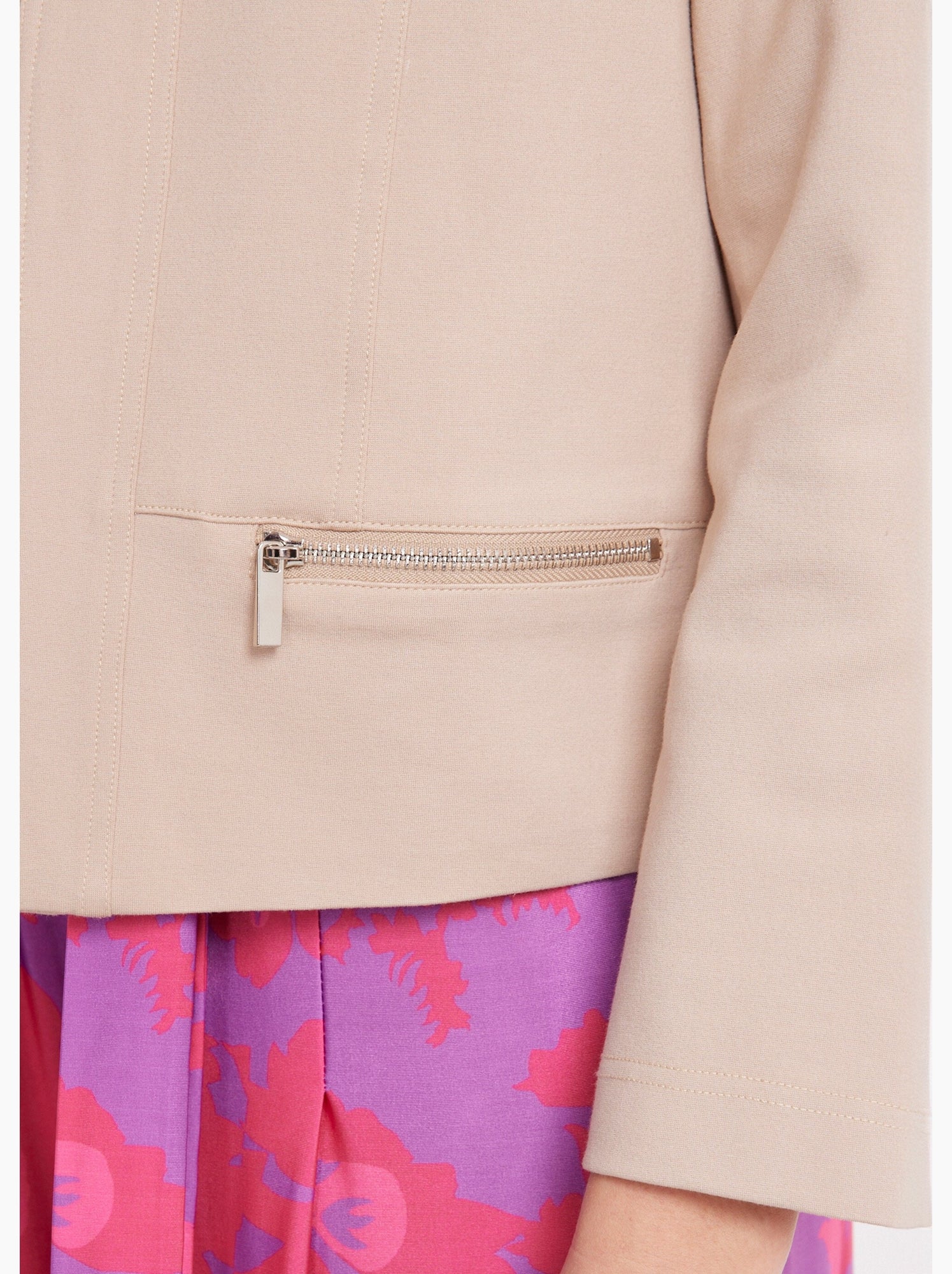 Veste courte zippée droite maille milano - afibel - Beige
