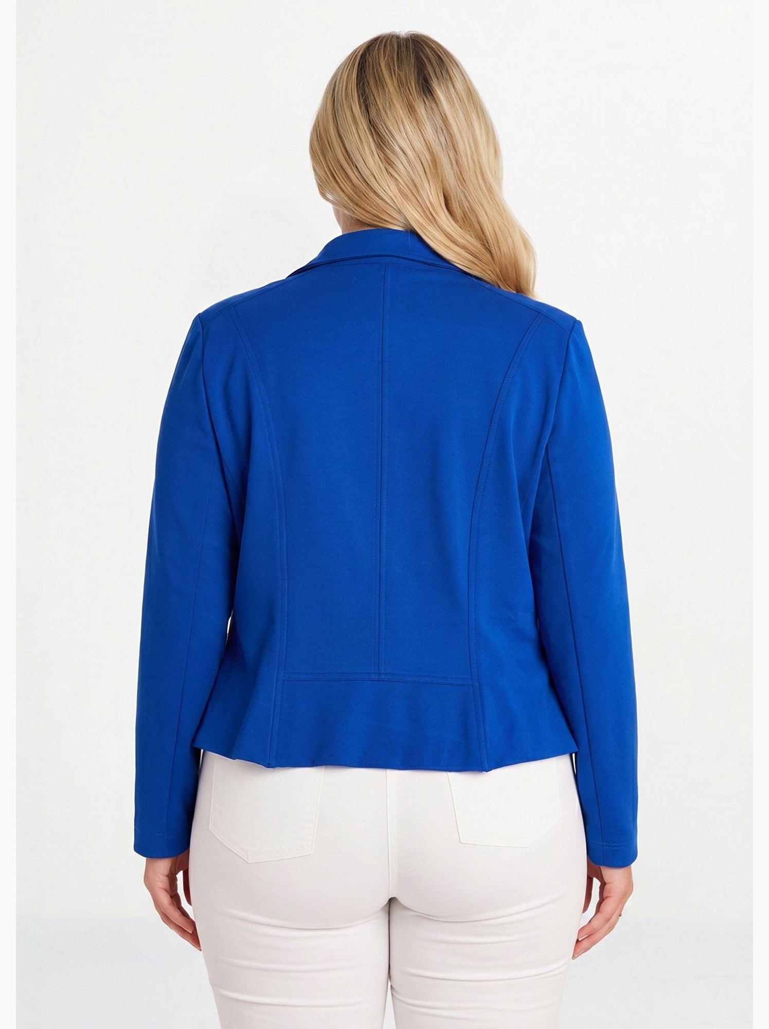 Veste courte zippée droite maille milano - afibel - Bleu