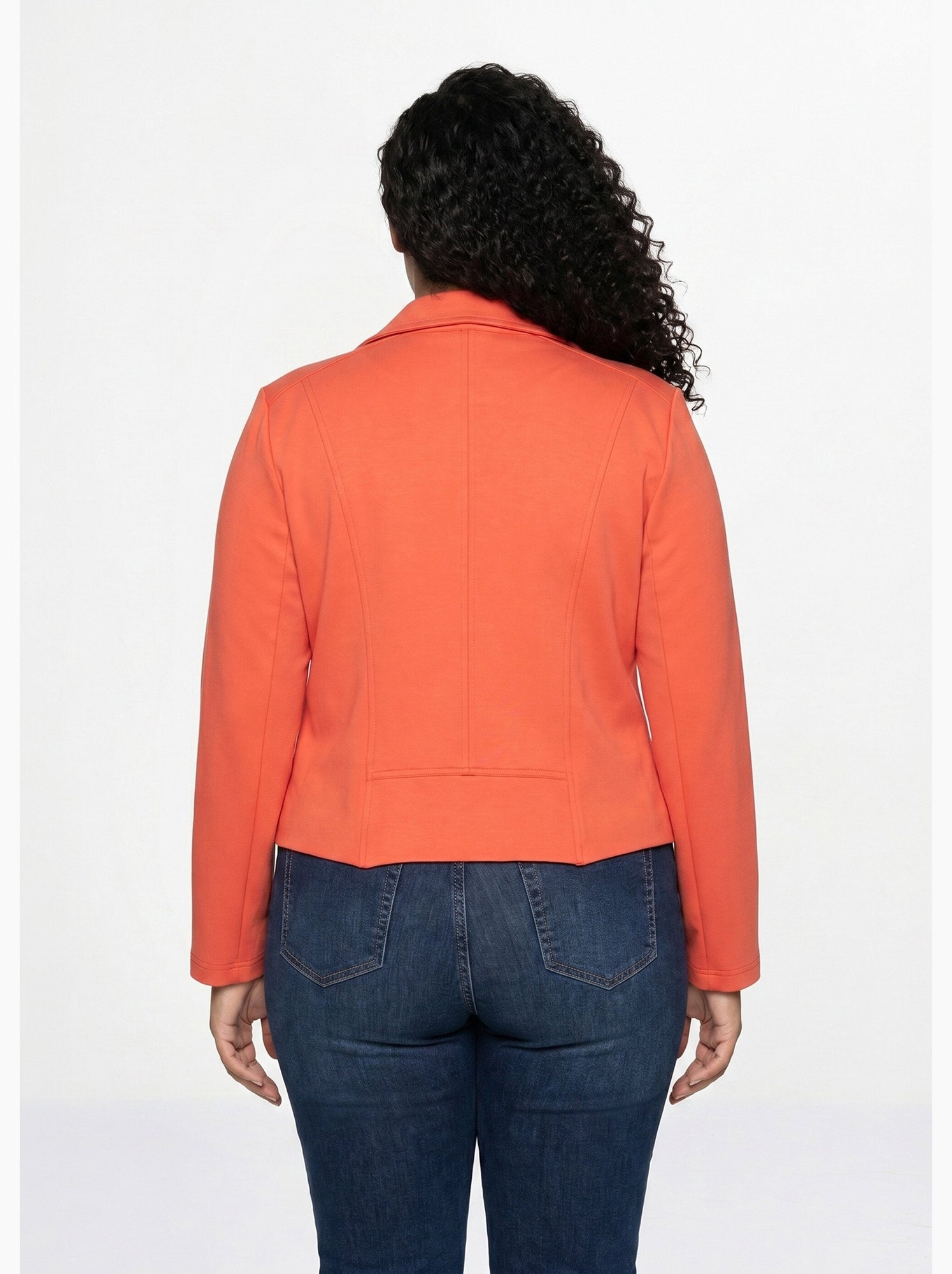 Veste courte zippée droite maille milano - afibel - Orange