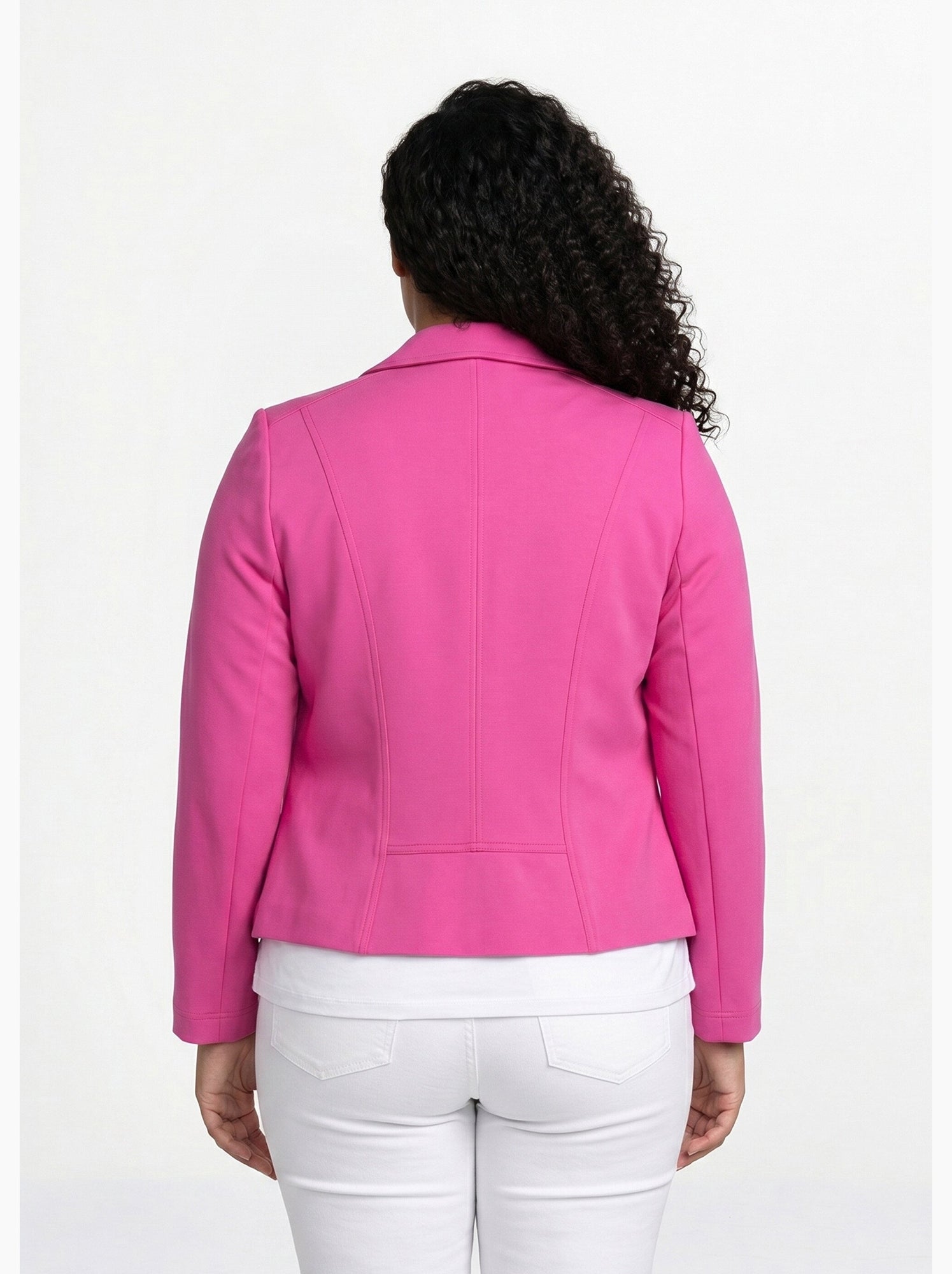Veste courte zippée droite maille milano - afibel - Rose