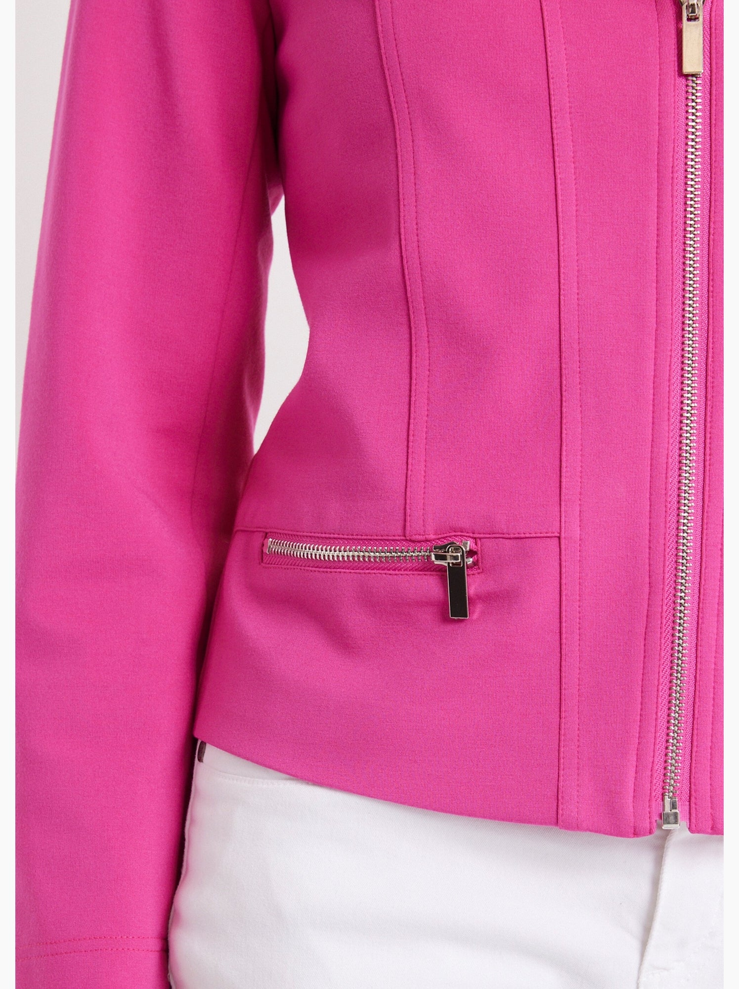 Veste courte zippée droite maille milano - afibel - Rose