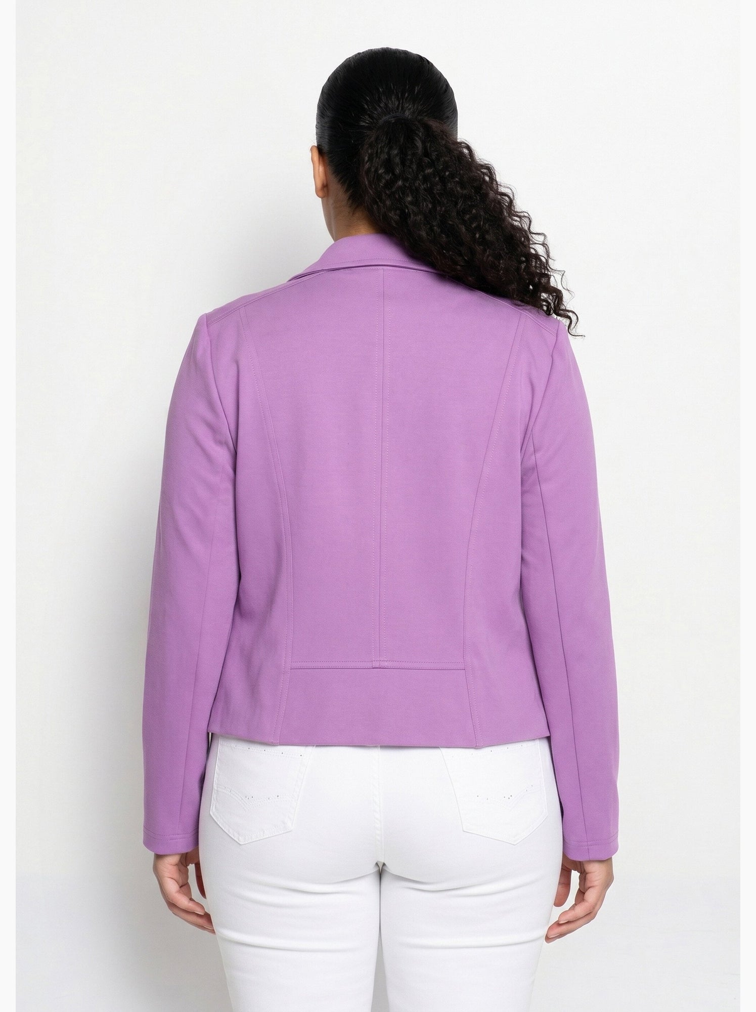 Veste courte zippée droite maille milano - afibel - Violet