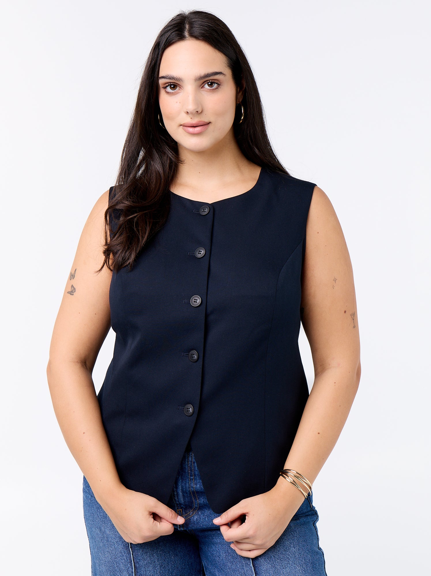 Veste de costume sans manches unie - Bleu