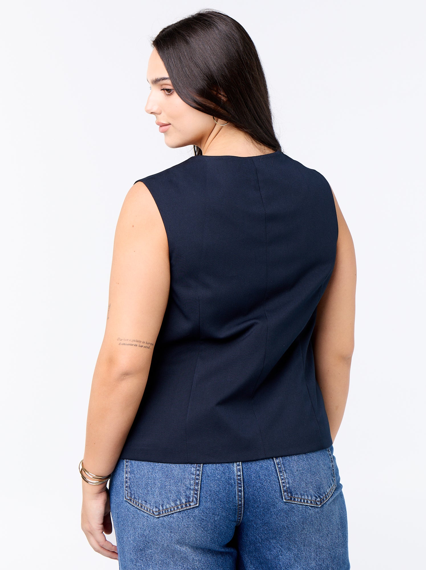 Veste de costume sans manches unie - Bleu