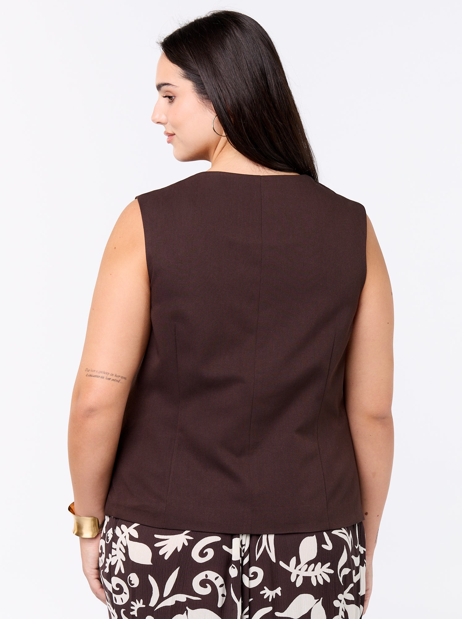 Veste de costume sans manches unie - Marron