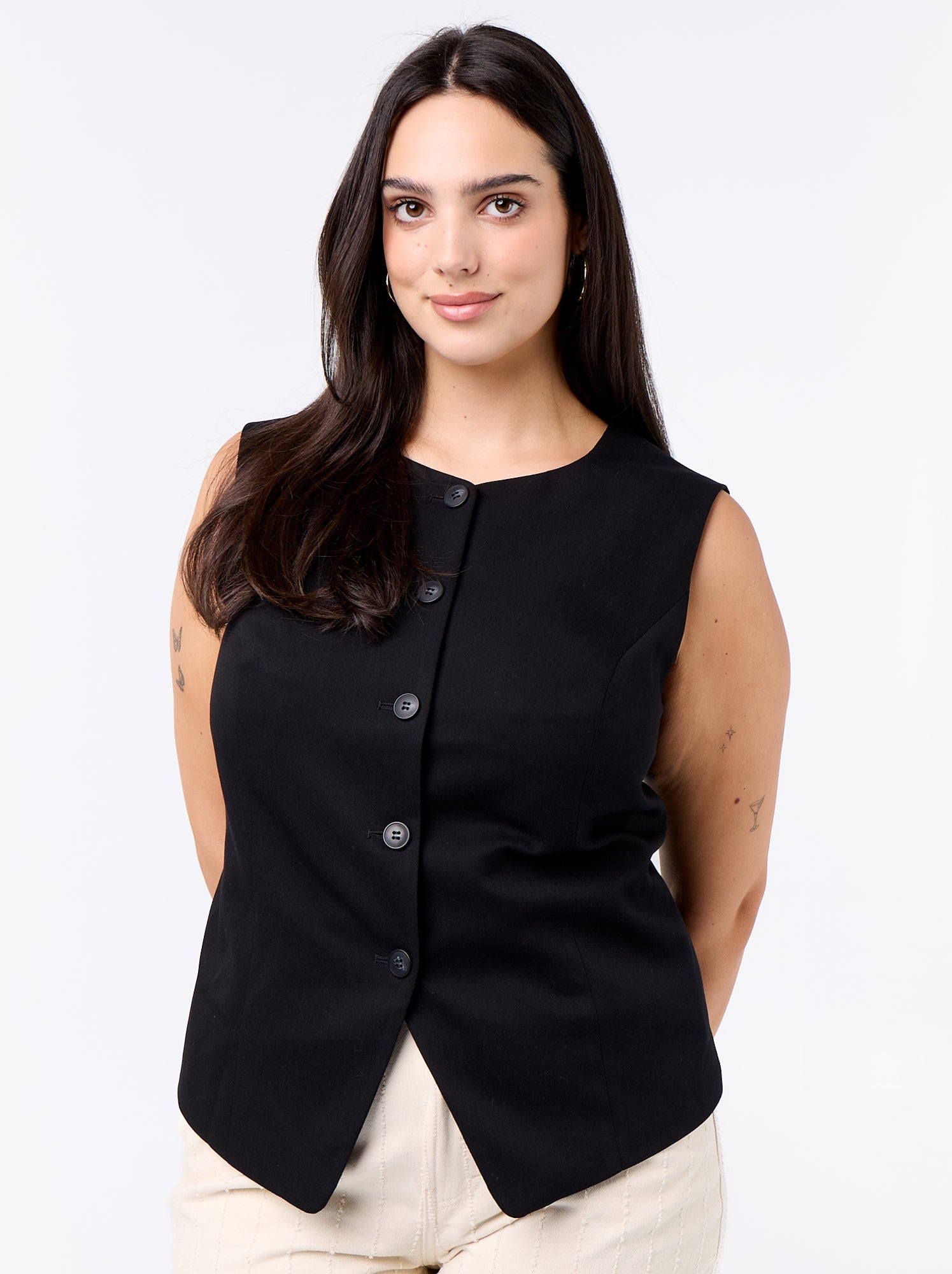 Veste de costume sans manches unie - Noir