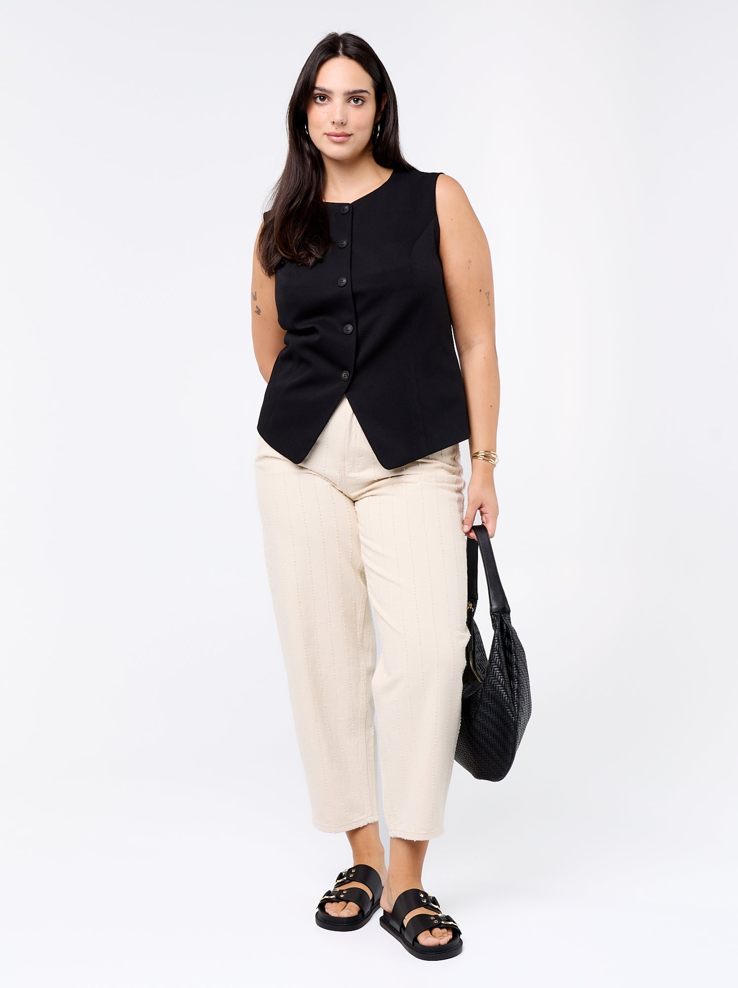 Veste de costume sans manches unie - Noir