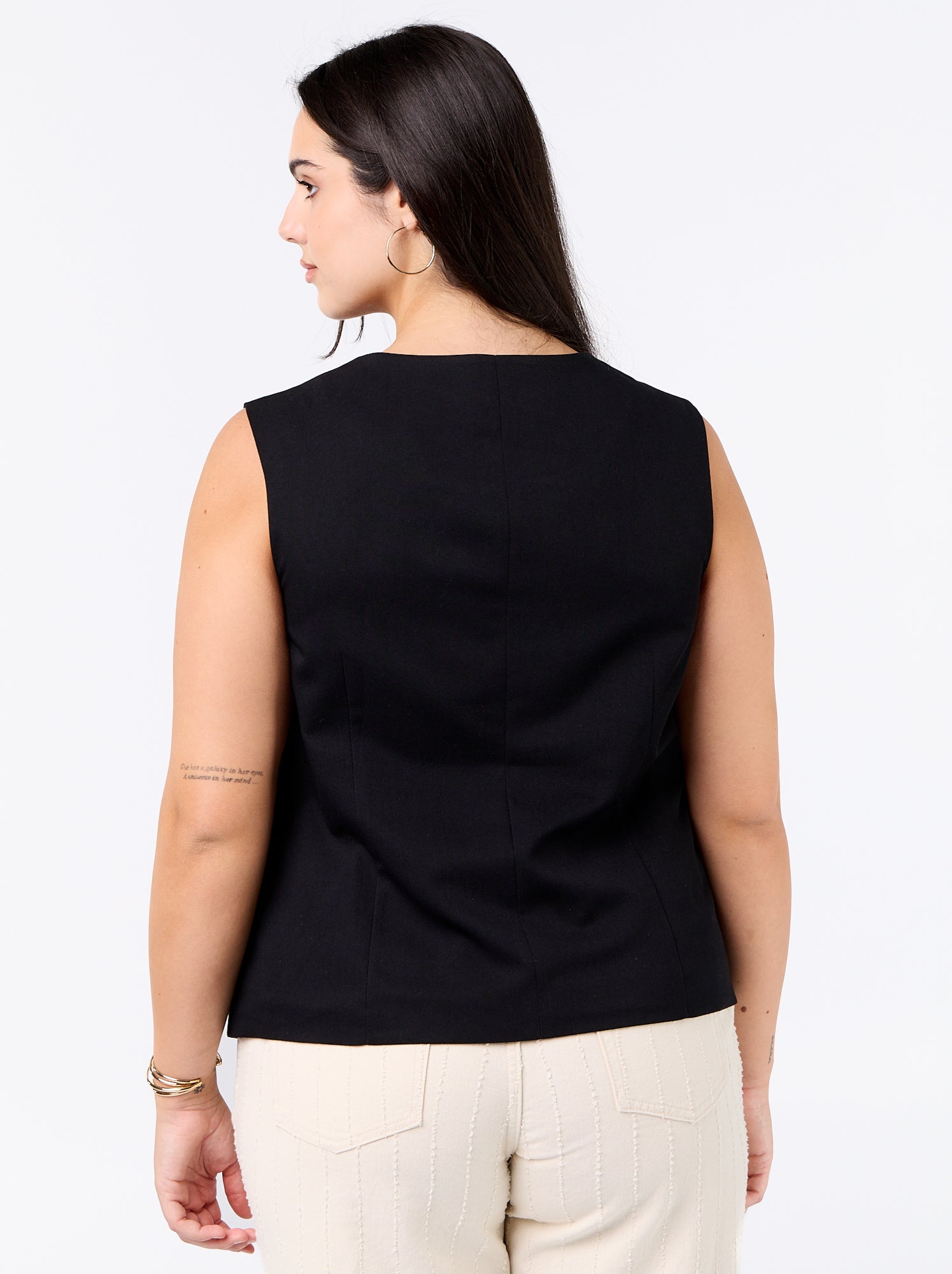 Veste de costume sans manches unie - Noir