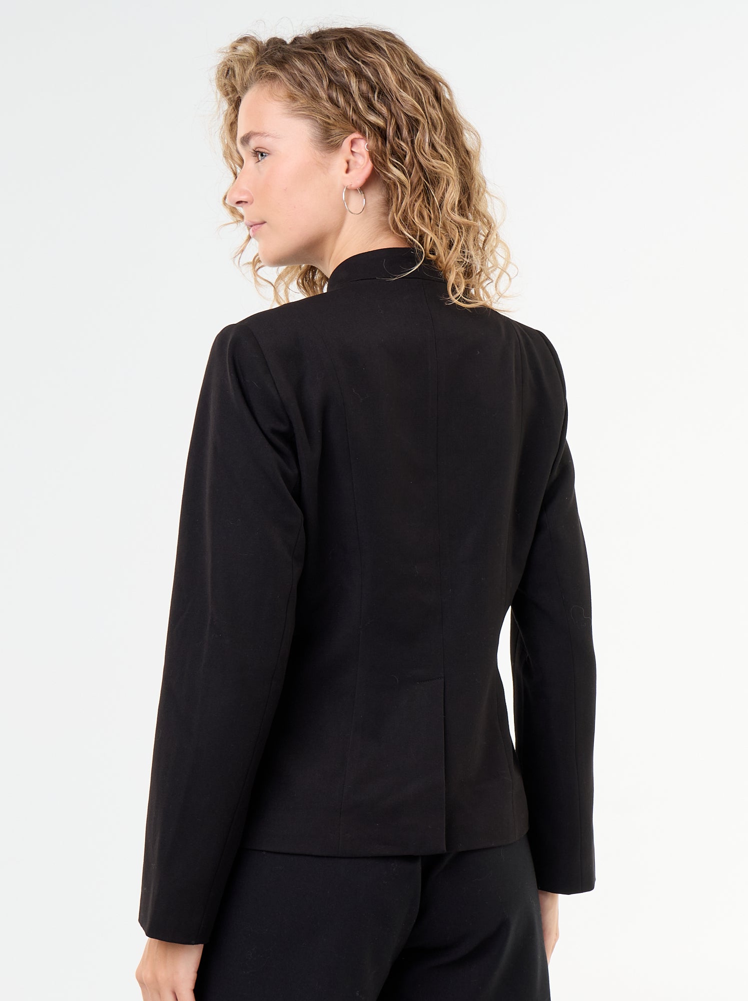 Veste de tailleur détail de fermeture mandarin - Noir