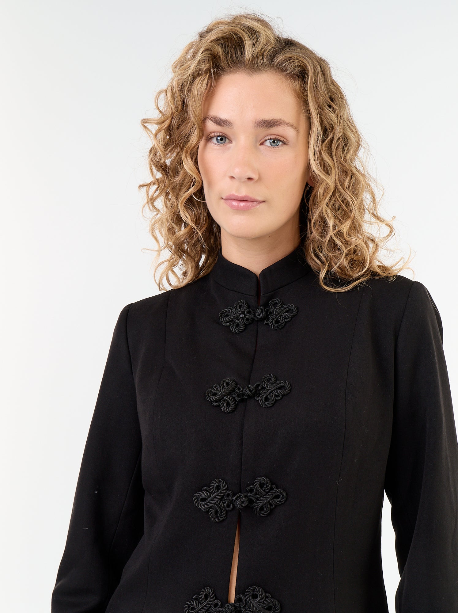 Veste de tailleur détail de fermeture mandarin - Noir