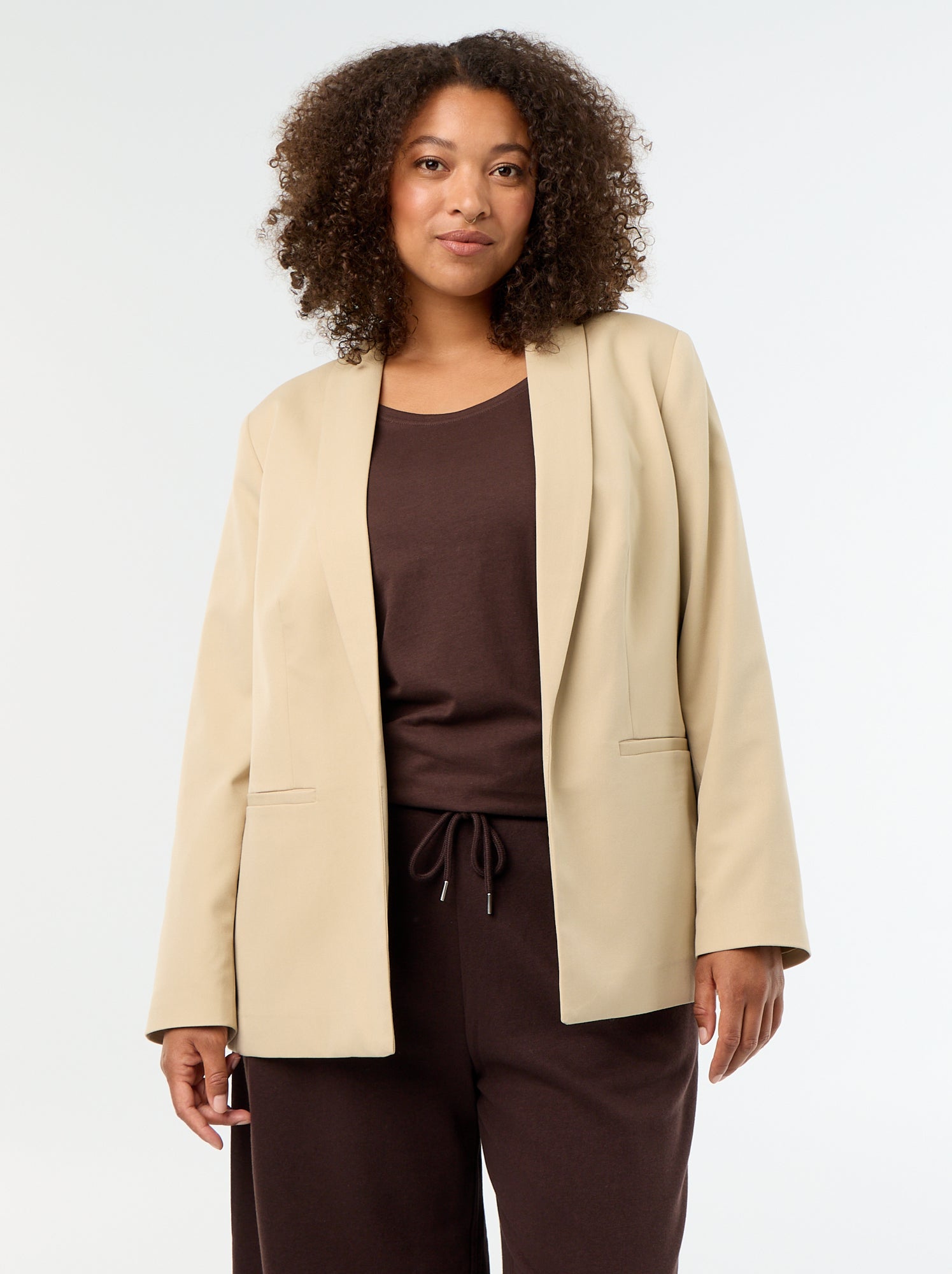 Veste de tailleur longue - Beige