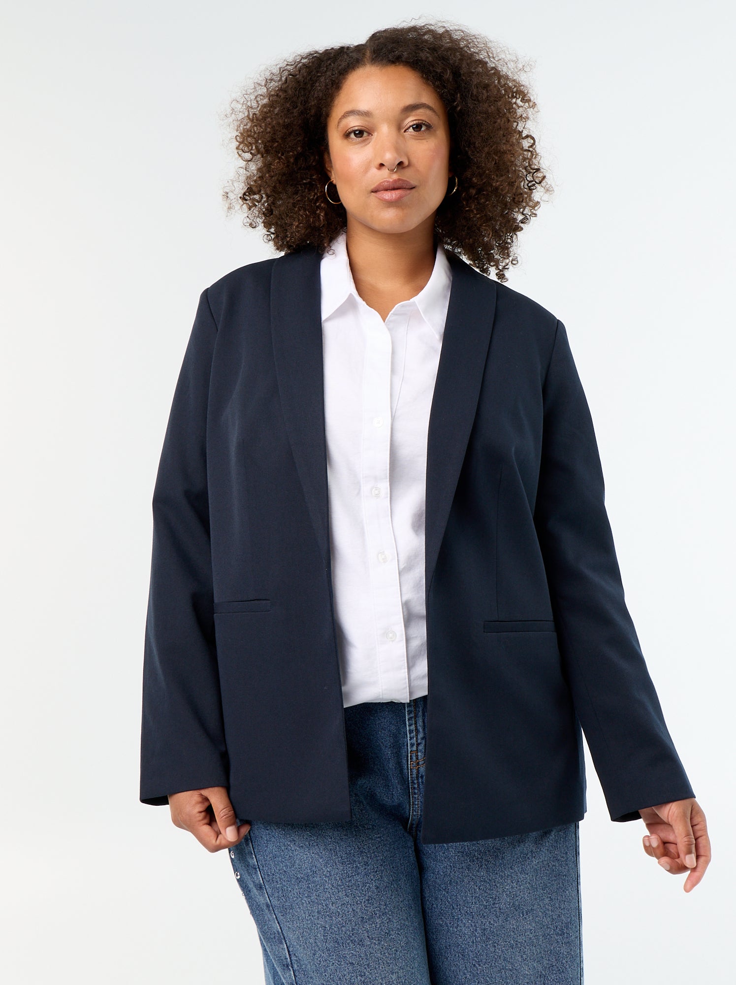 Veste de tailleur longue - Bleu