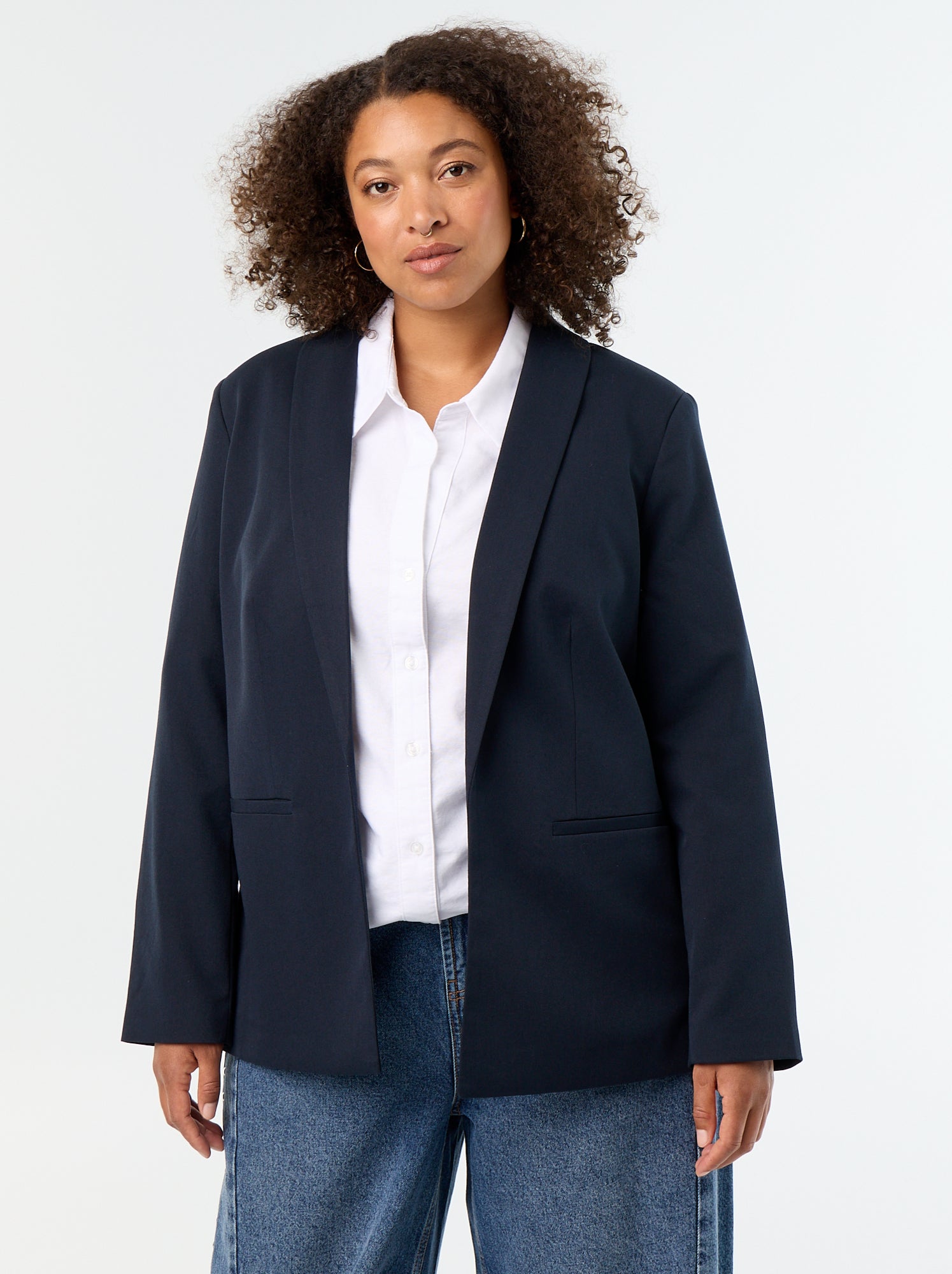 Veste de tailleur longue - Bleu