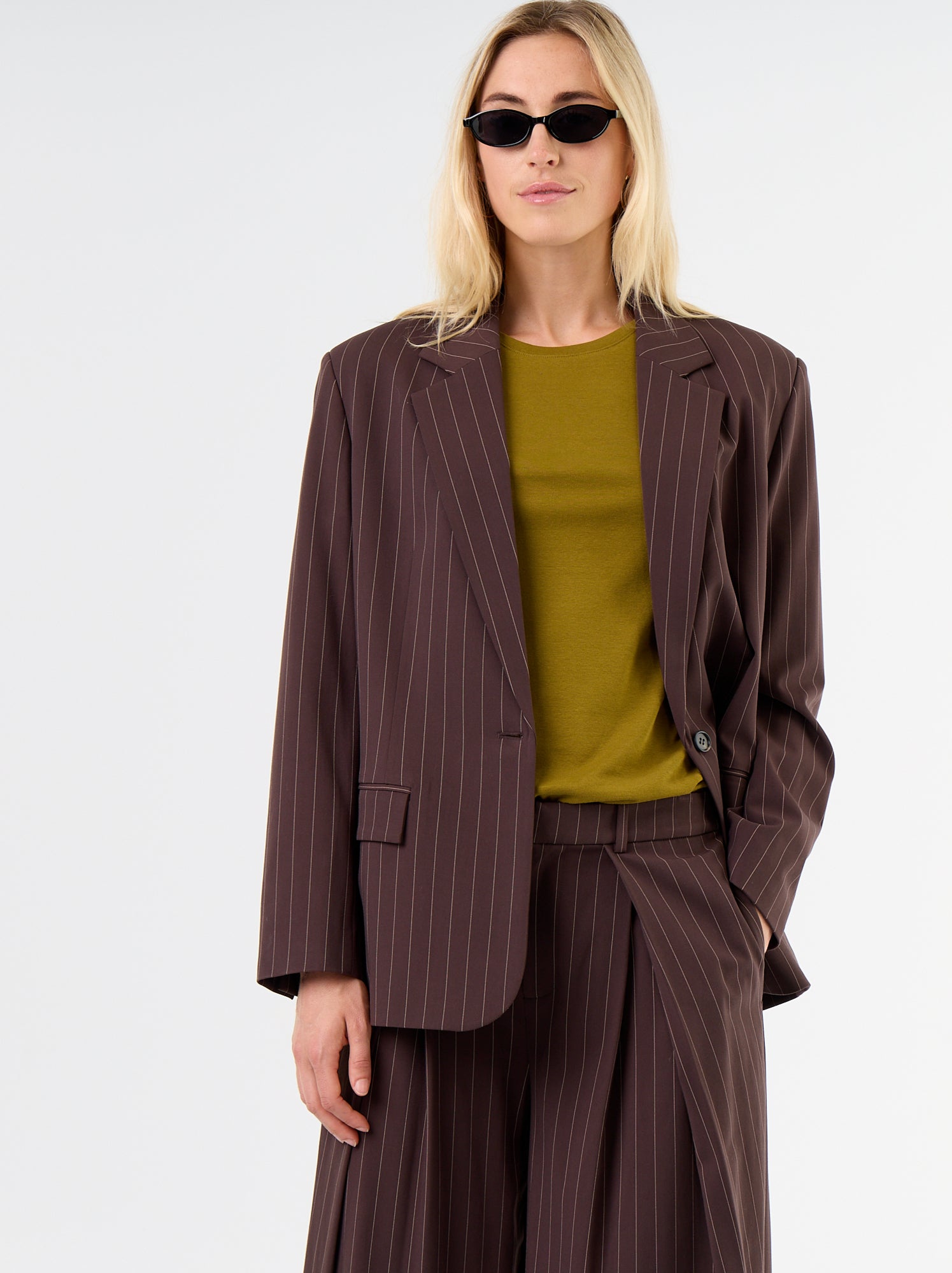 Veste de tailleur longue - Marron (FZW07_2)