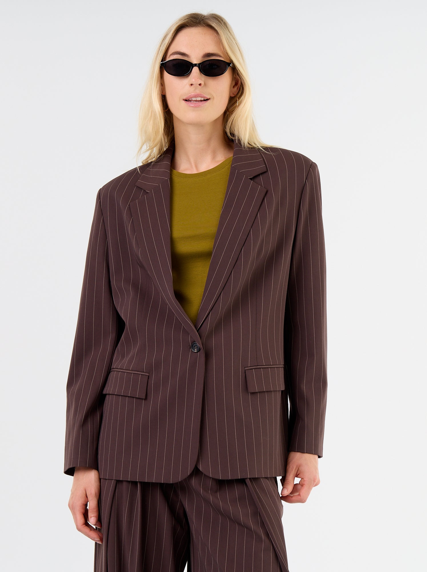 Veste de tailleur longue - Marron (FZW07_2)
