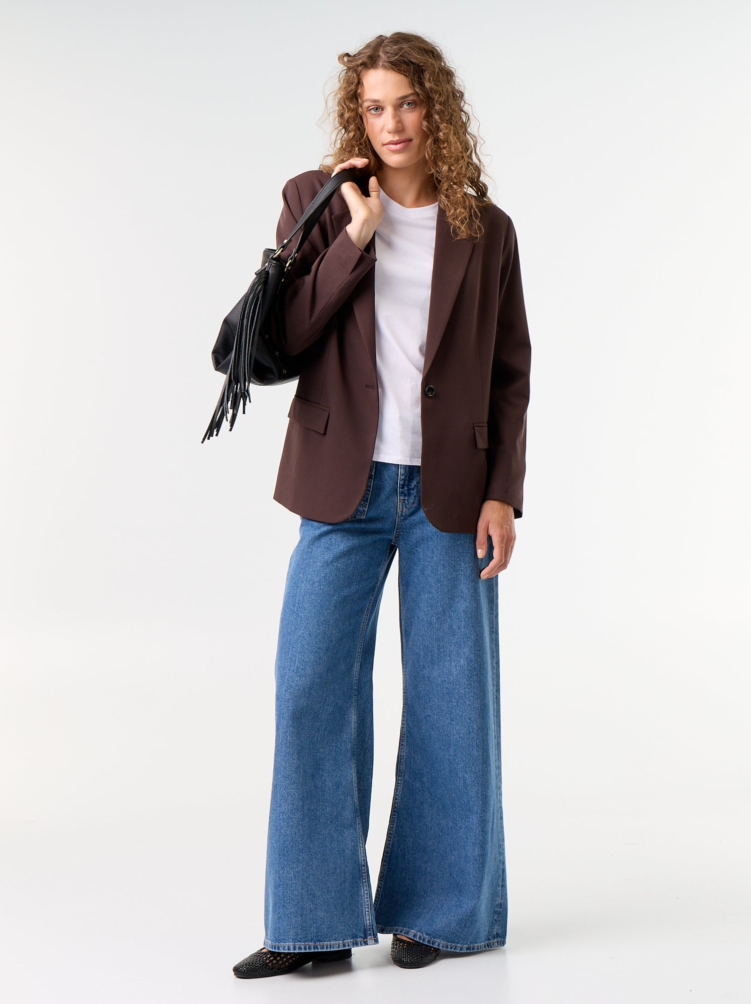 Veste de tailleur longue - Marron (FZW07_3)
