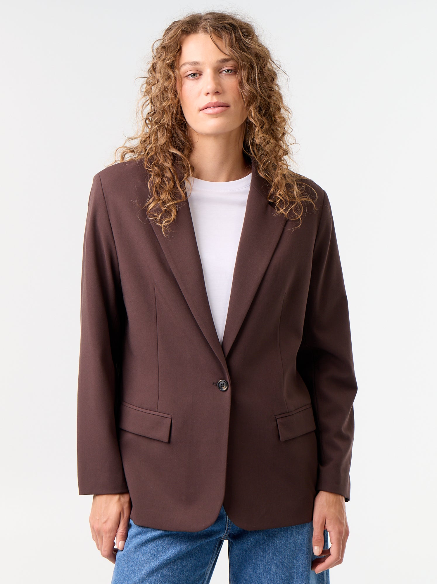 Veste de tailleur longue - Marron (FZW07_3)