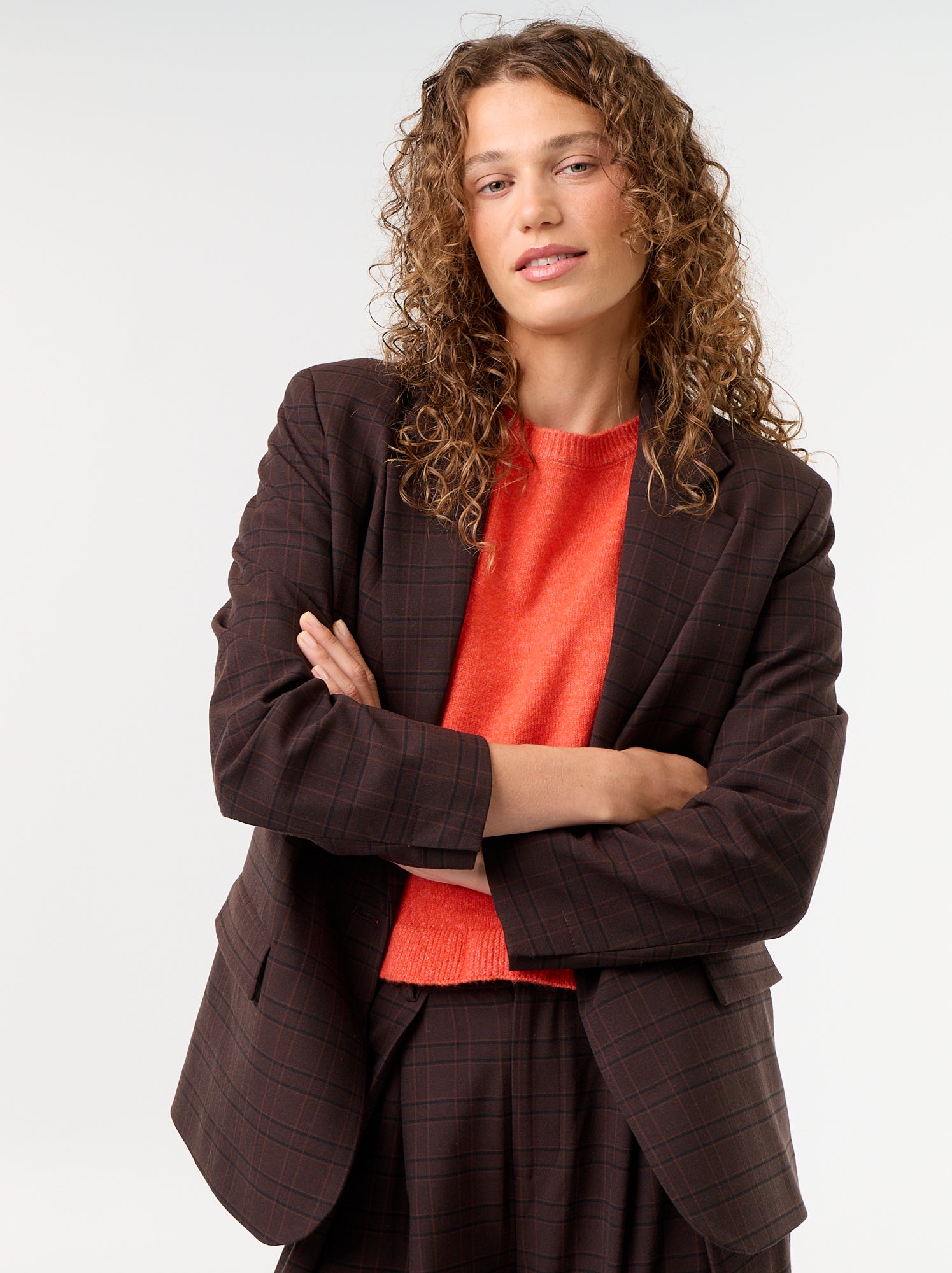 Veste de tailleur longue - Marron (FZW07_5)