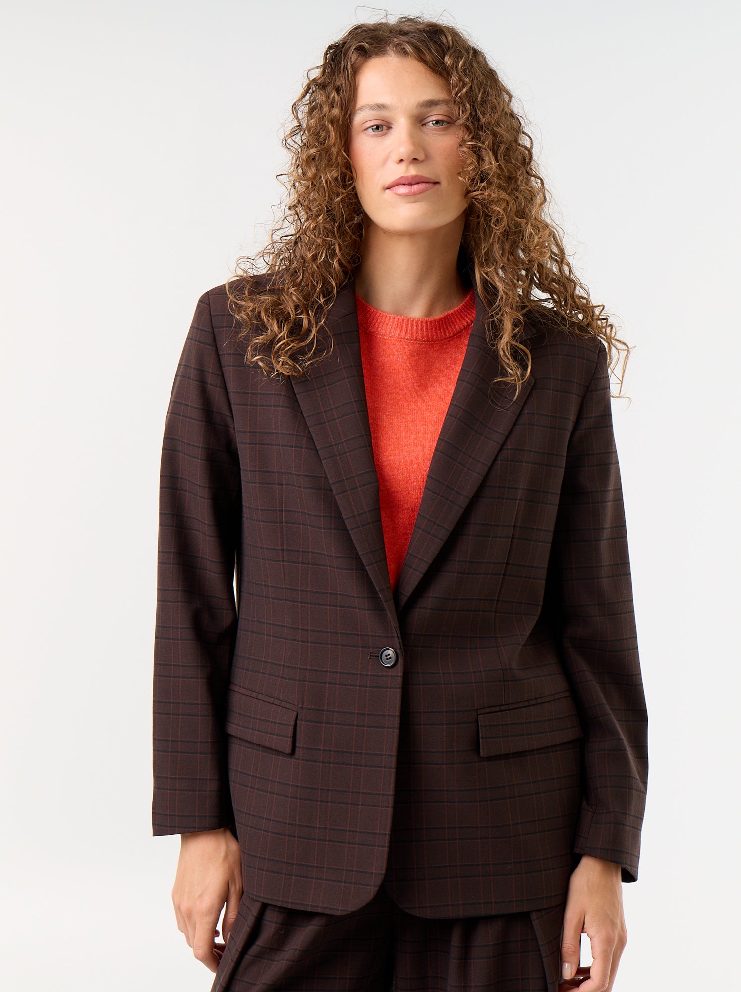 Veste de tailleur longue - Marron (FZW07_5)