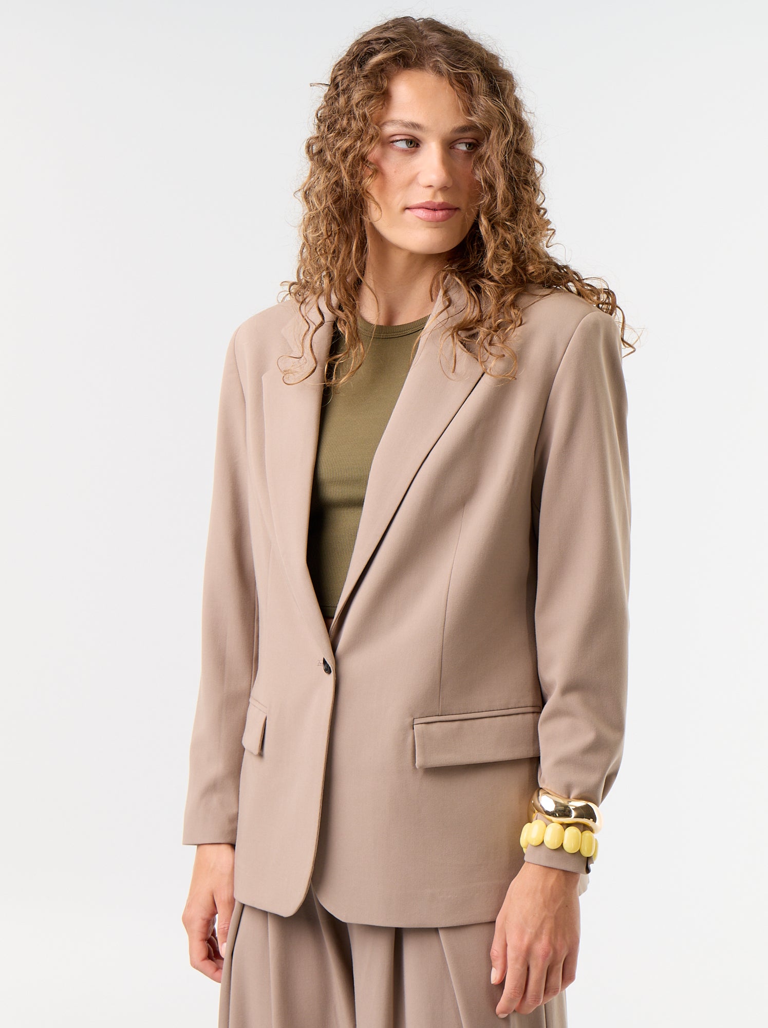 Veste de tailleur longue - Marron (FZW07_6)