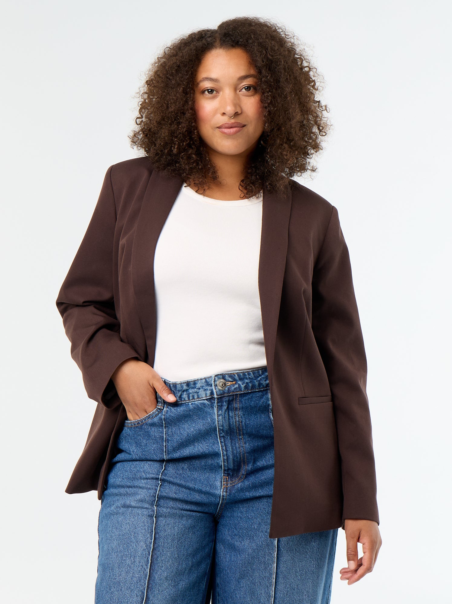 Veste de tailleur longue - Marron