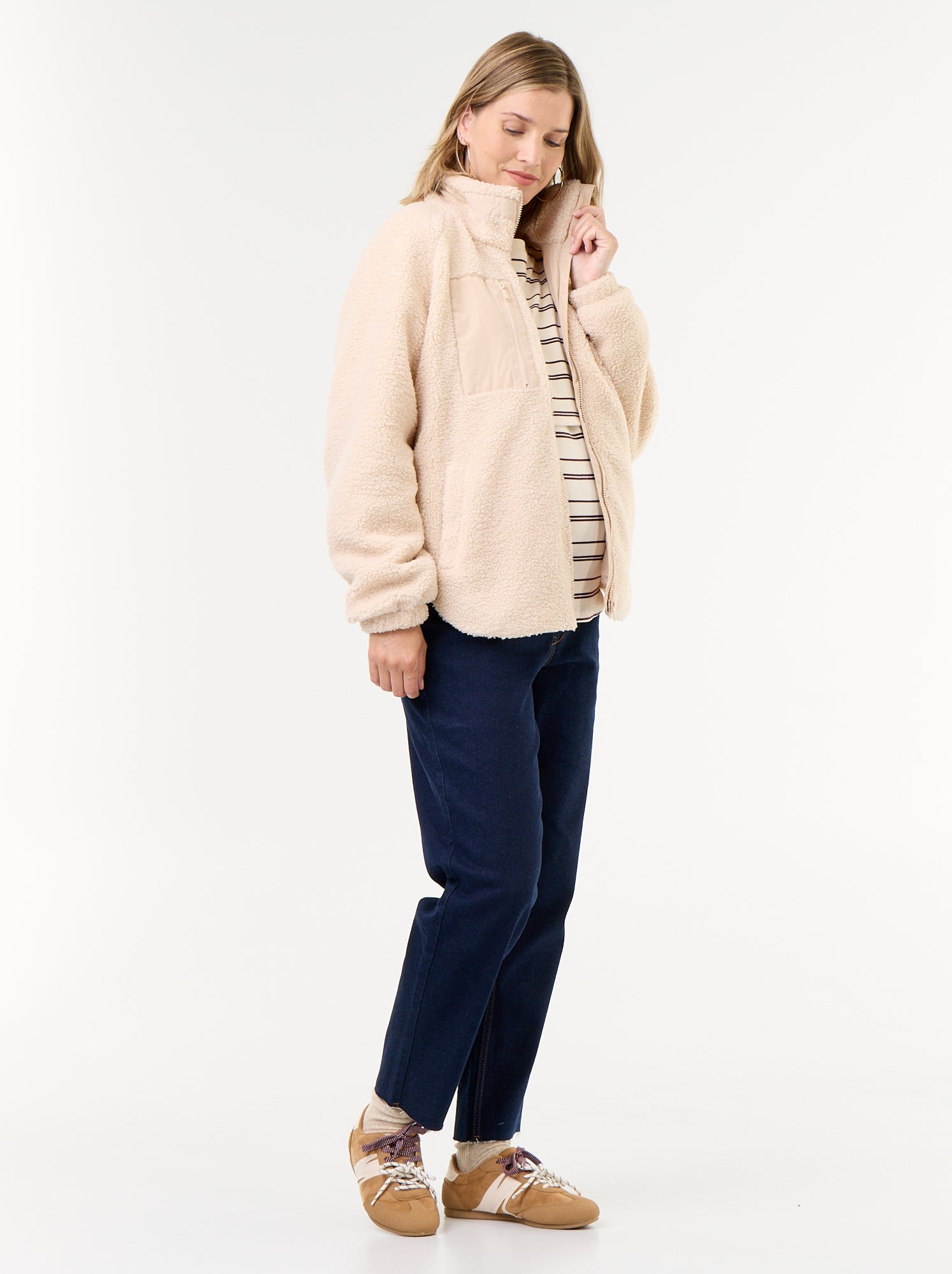 Veste effet moutonné de maternité et portage - Beige