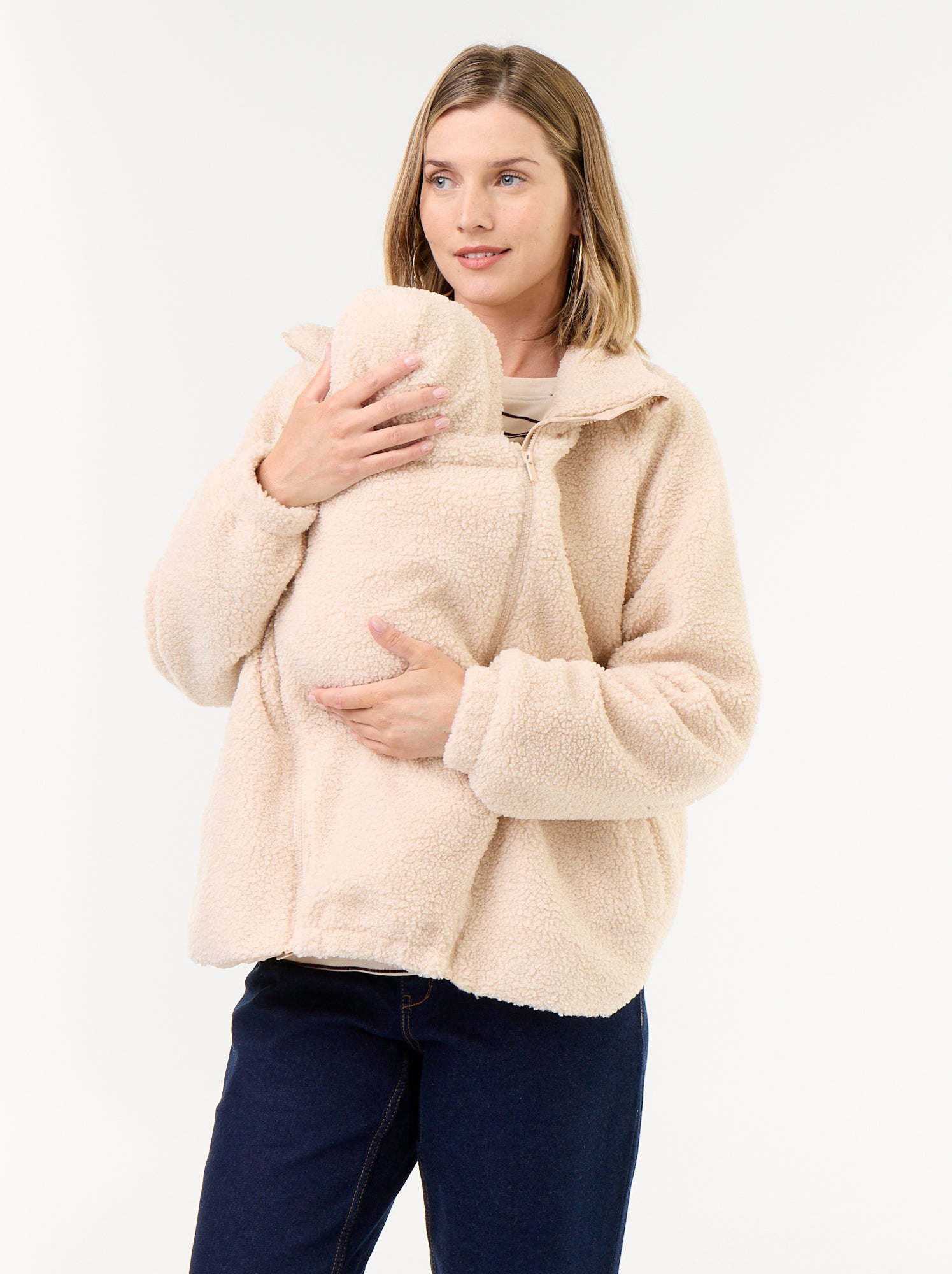 Veste effet moutonné de maternité et portage - Beige
