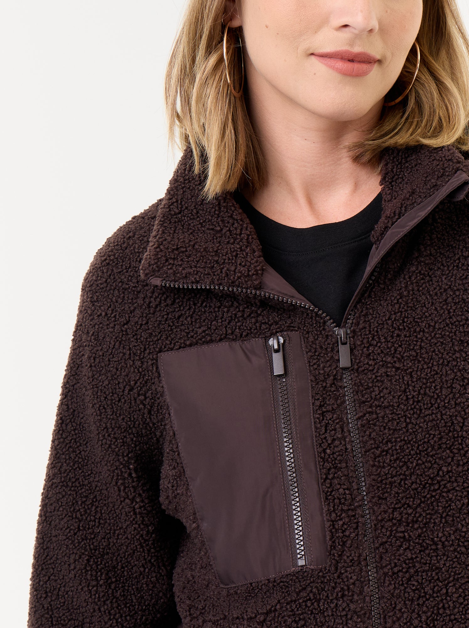Veste effet moutonné de maternité et portage - Marron
