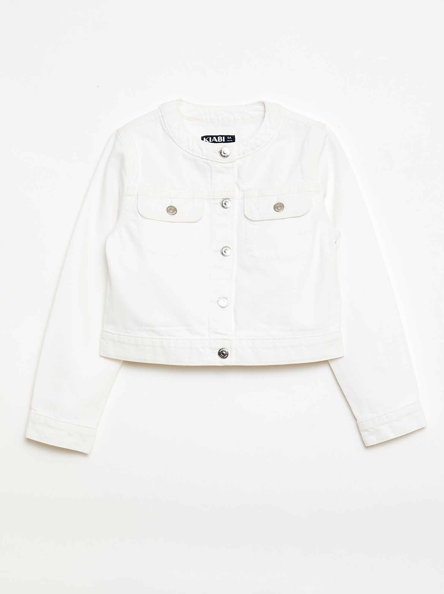 Veste en denim à col rond - Blanc