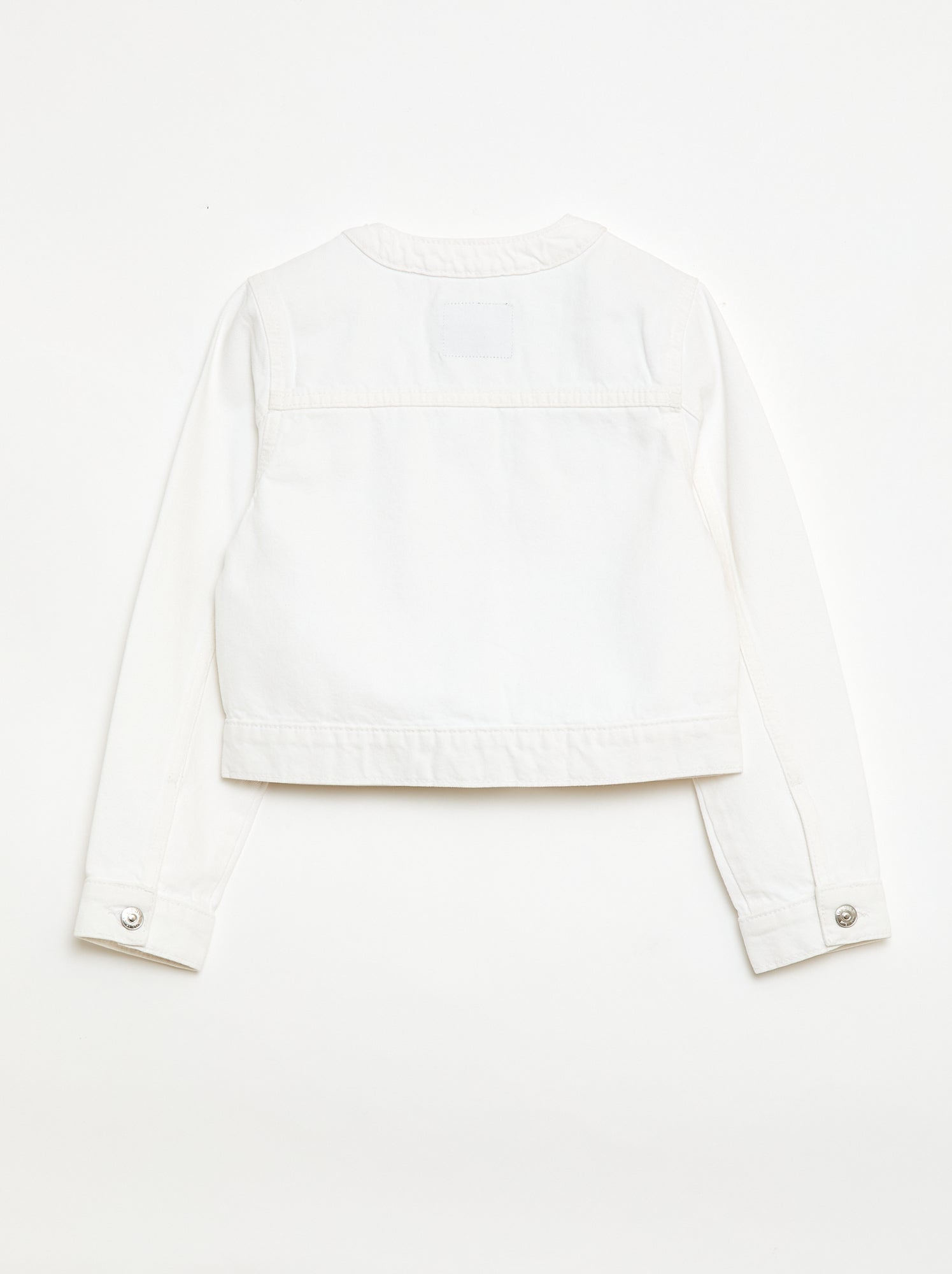 Veste en denim à col rond - Blanc