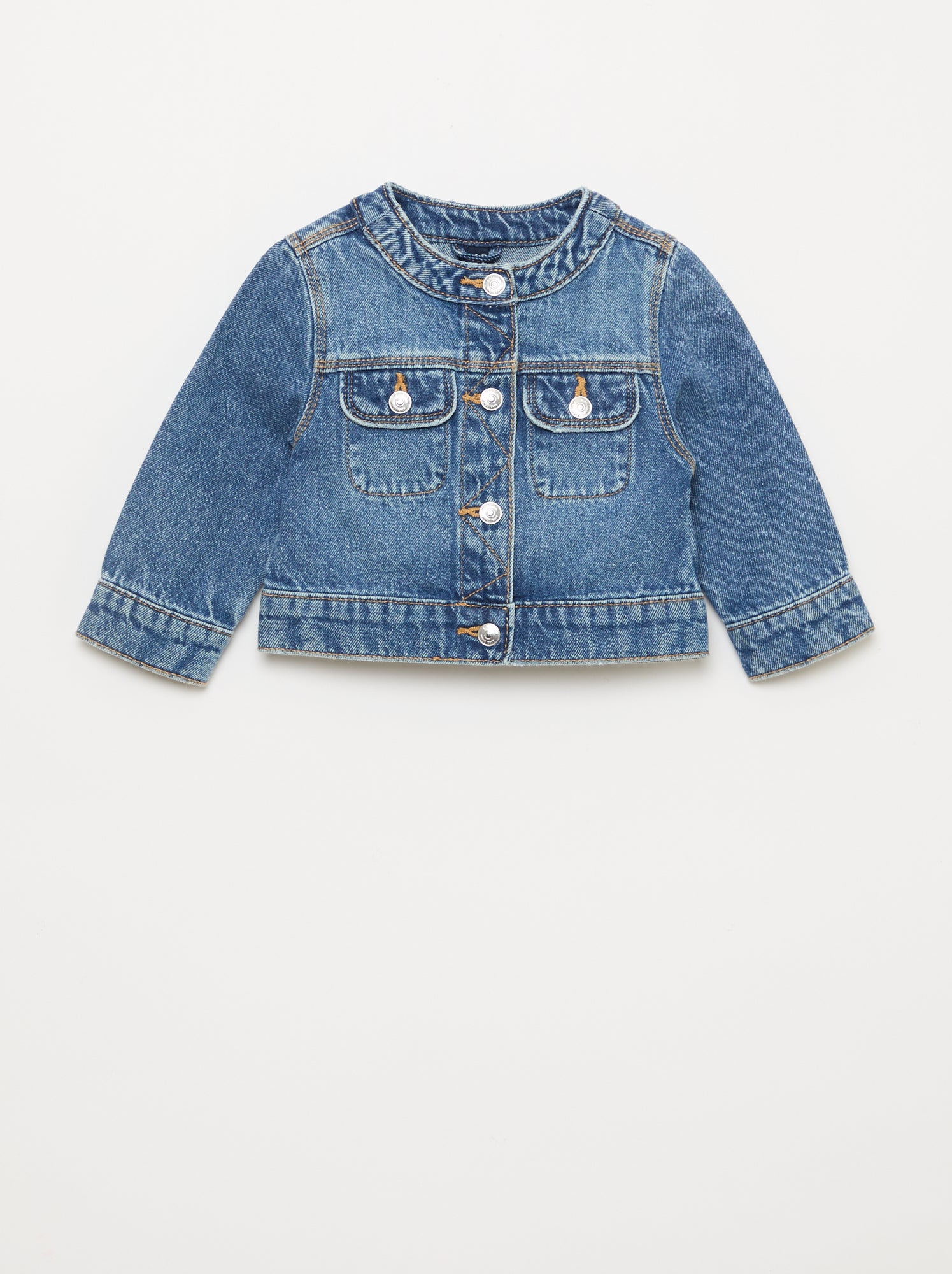 Veste en denim à col rond - Bleu (EUP70_1)