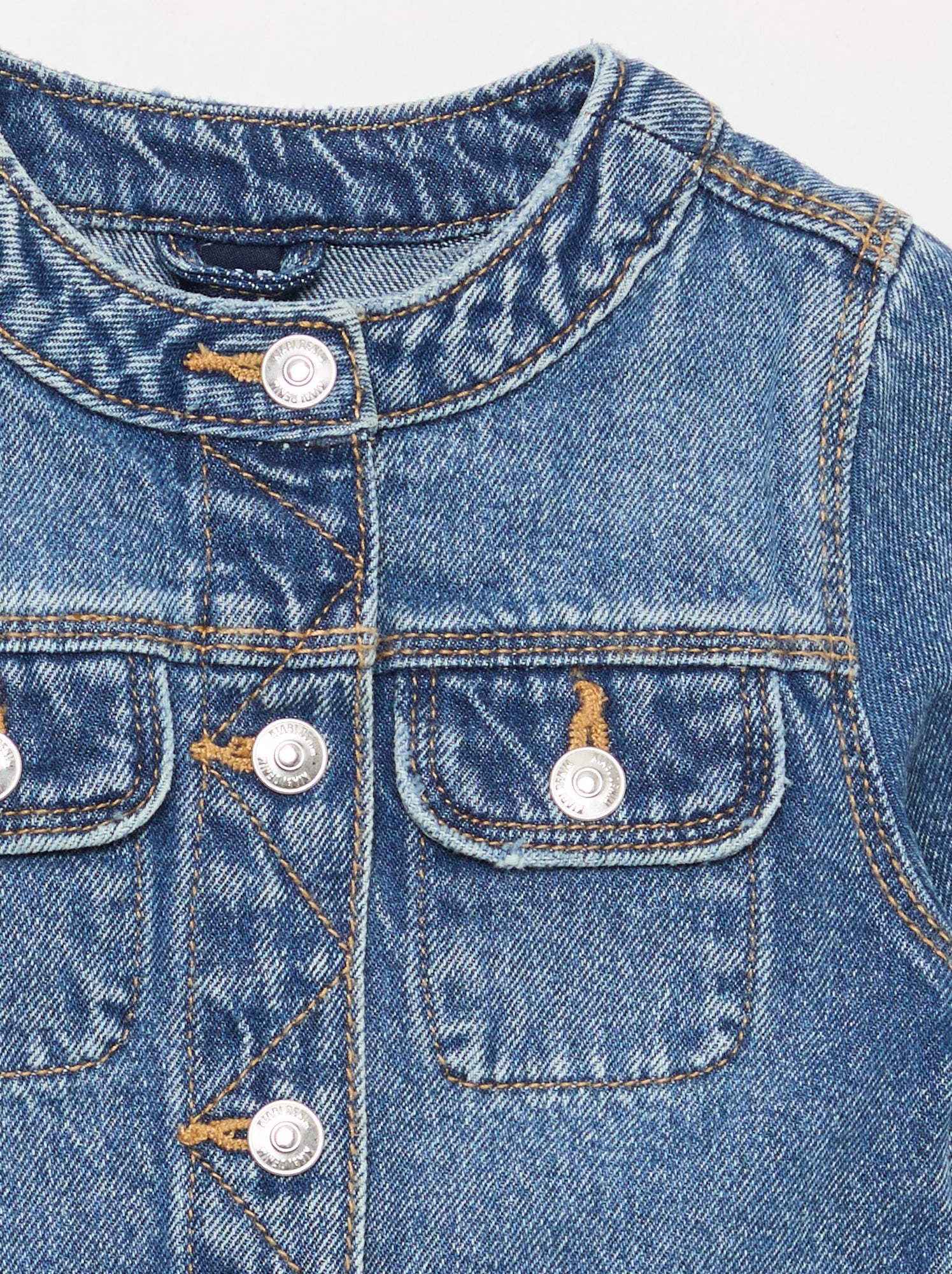 Veste en denim à col rond - Bleu (EUP70_1)