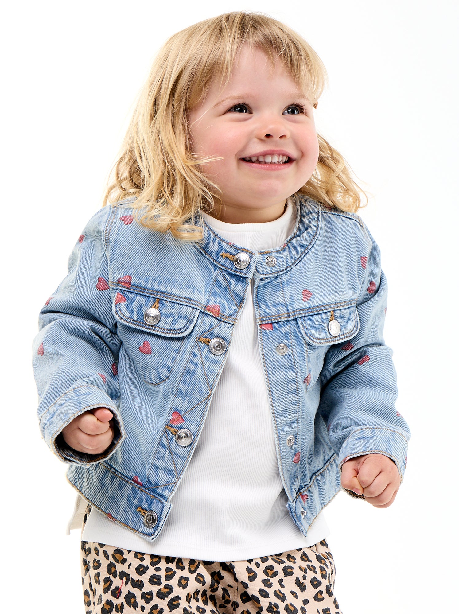 Veste en denim à col rond - Bleu (EUP70_3)