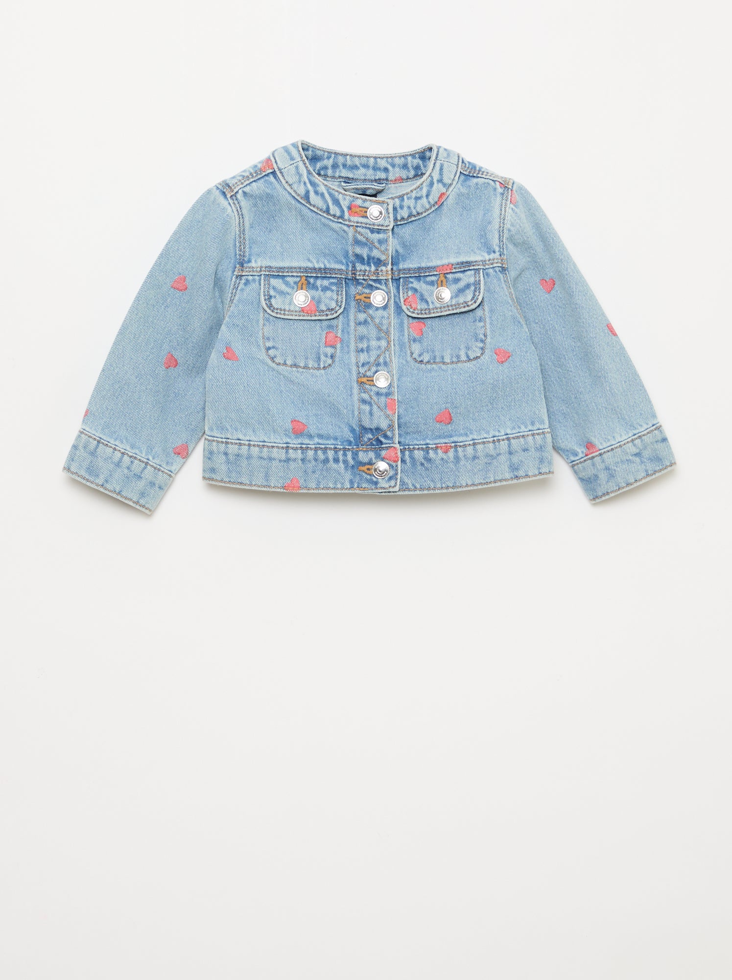 Veste en denim à col rond - Bleu (EUP70_3)