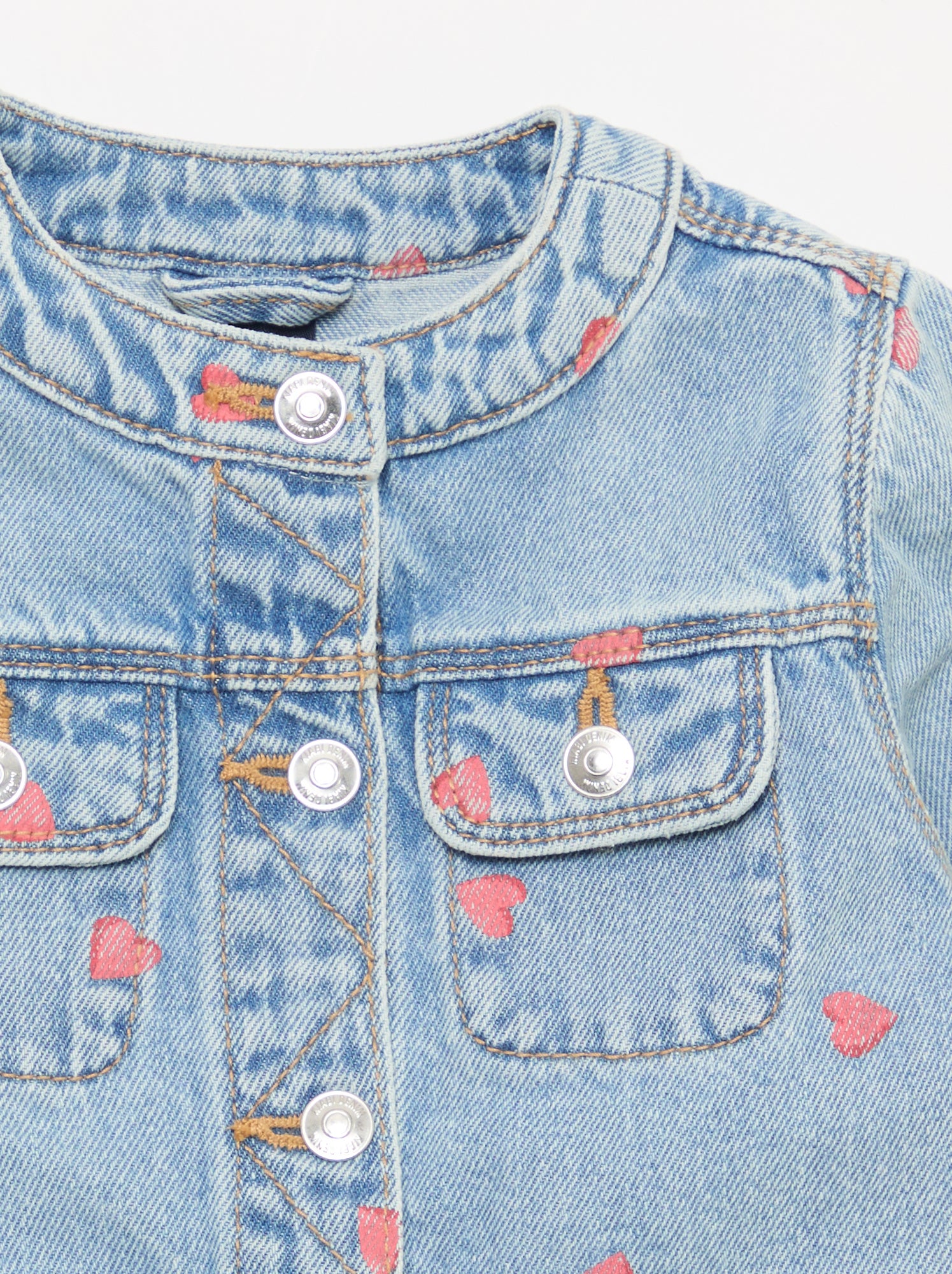Veste en denim à col rond - Bleu (EUP70_3)