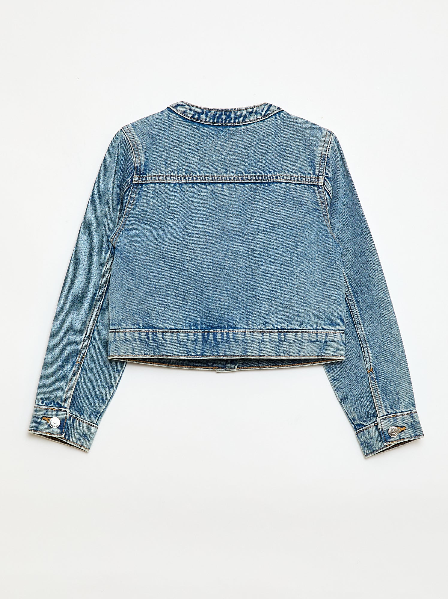 Veste en denim à col rond - Bleu (EWX82_1)