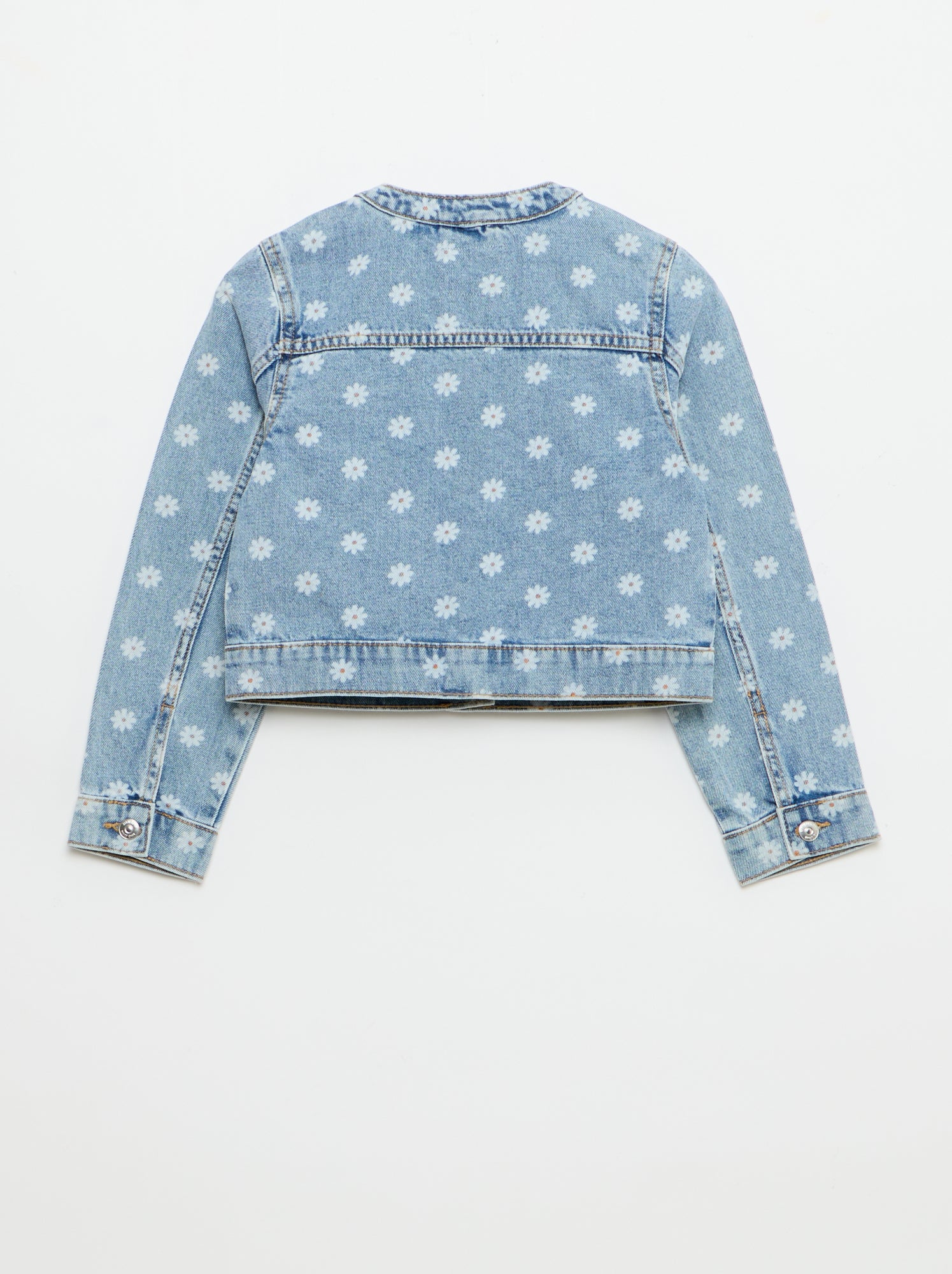 Veste en denim à col rond - Bleu (EWX82_2)
