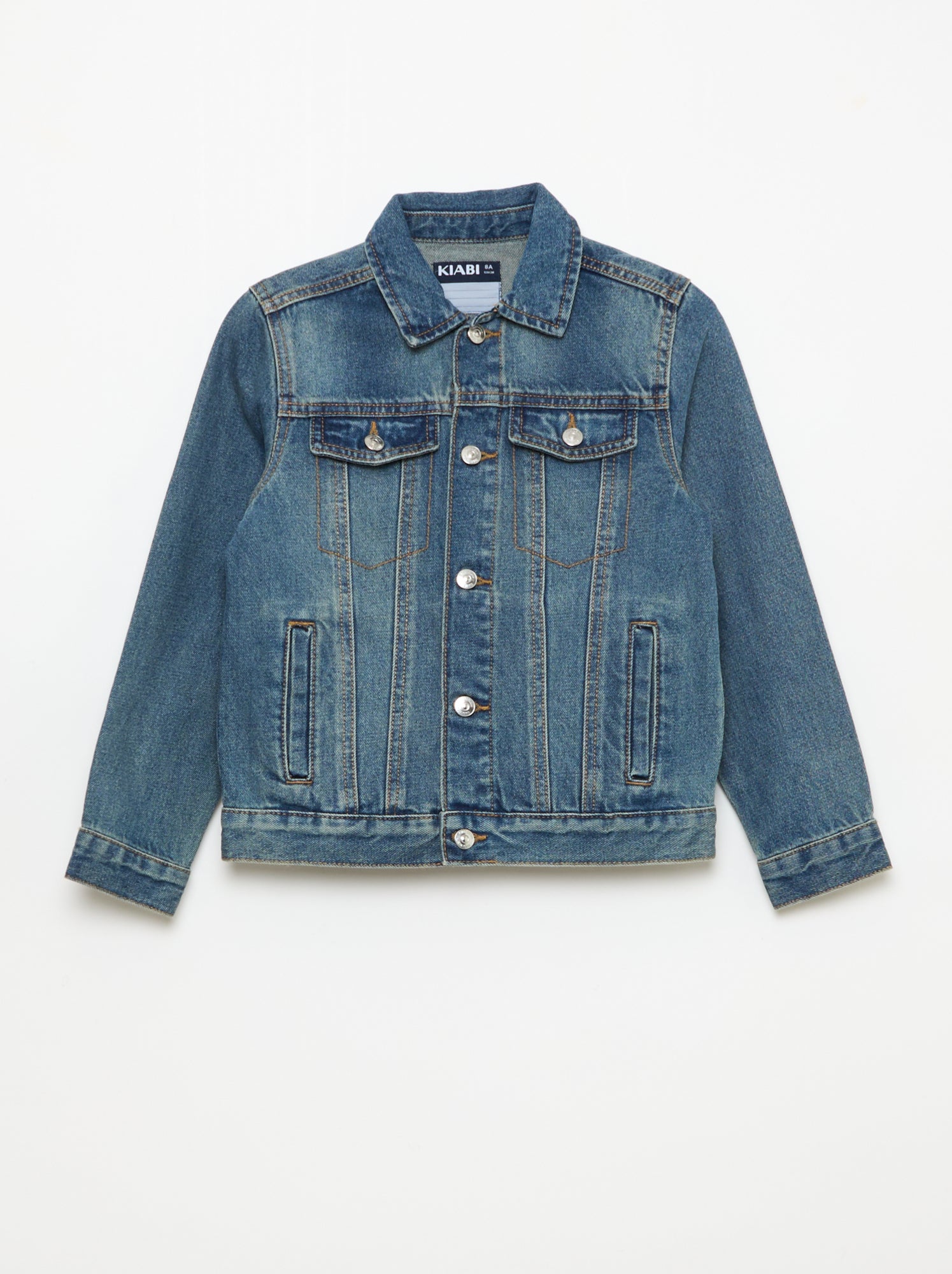 Veste en denim avec ouverture boutonnée - Bleu