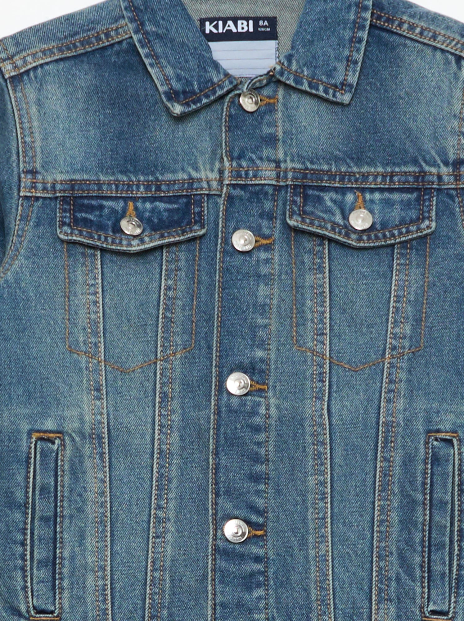 Veste en denim avec ouverture boutonnée - Bleu