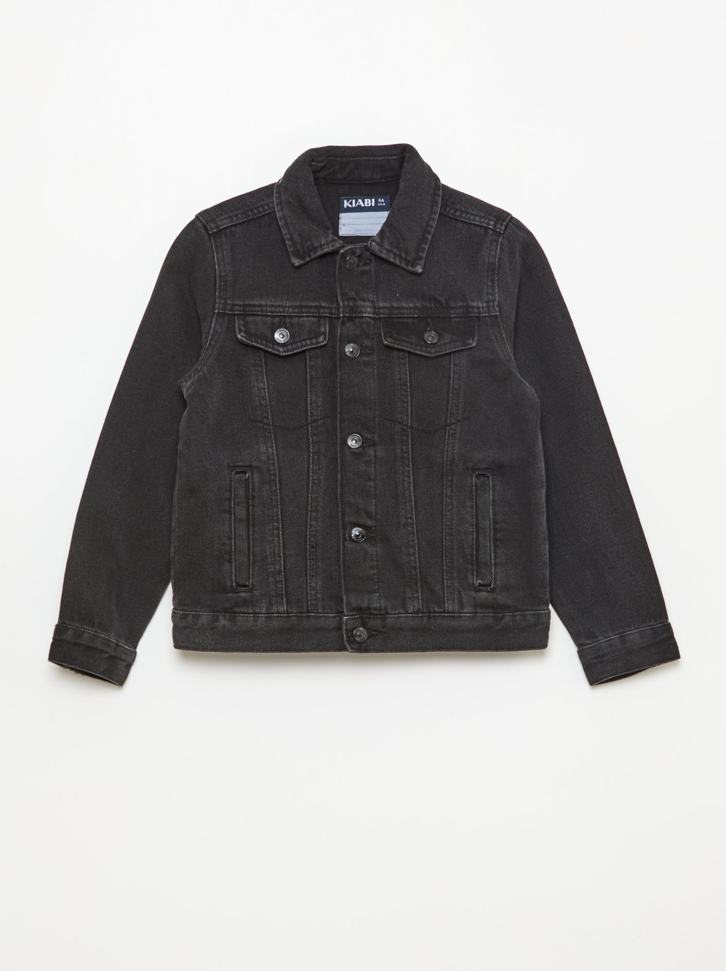 Veste en denim avec ouverture boutonnée - Noir