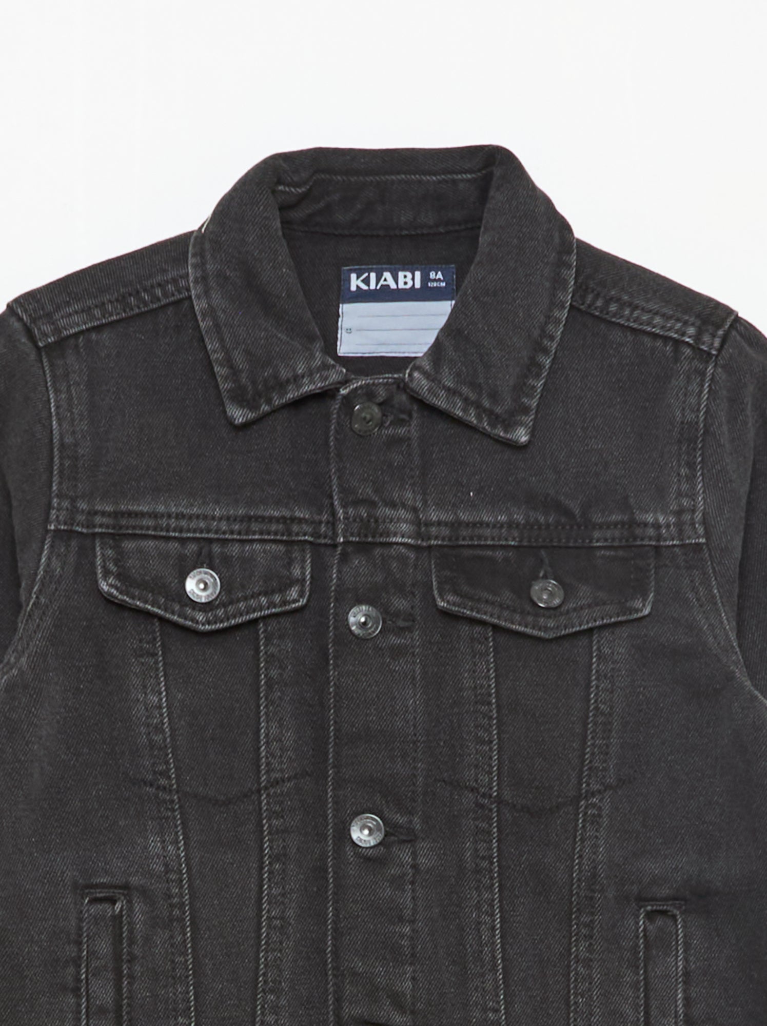 Veste en denim avec ouverture boutonnée - Noir